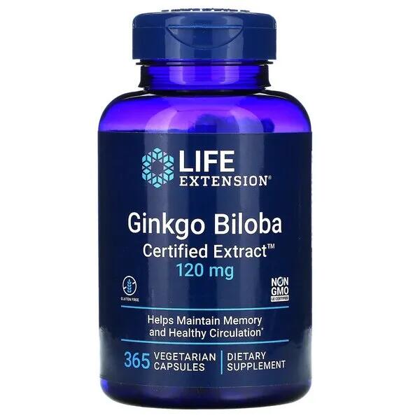 Ginkgo Biloba Certyfikowany Ekstrakt 120mg Life Extension 365 vkaps