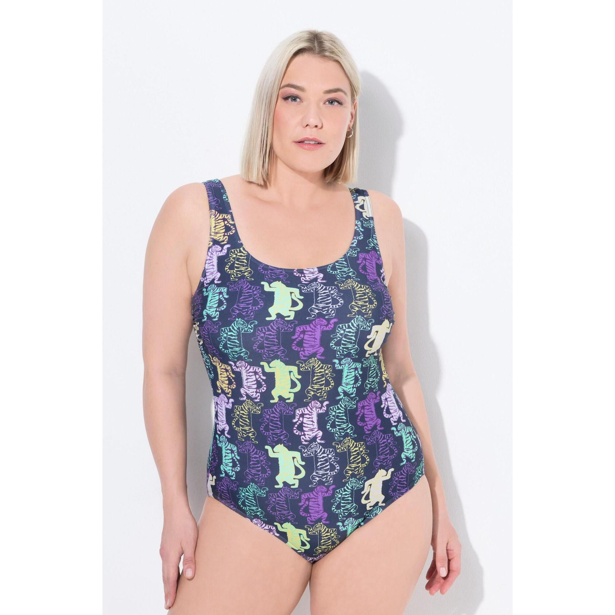 Damskie Kostium kąpielowy tygrysi wzór bez miękkich miseczek okrągły dekolt