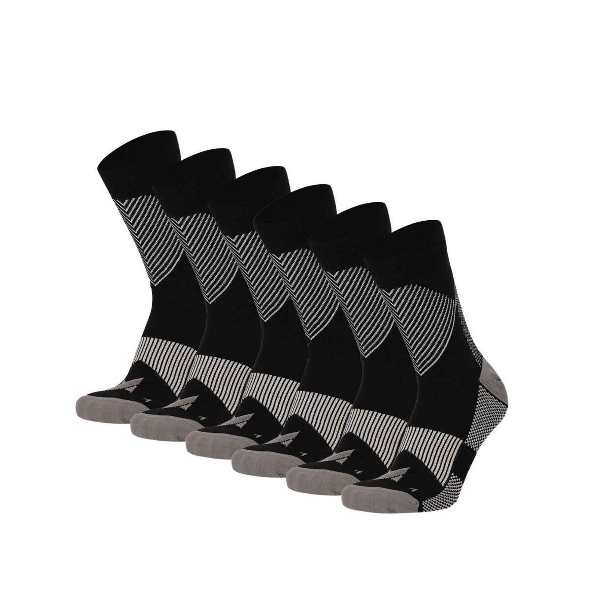 Skarpety kompresyjne do biegania ćwierć 6 szt., czarne, wielokolorowe