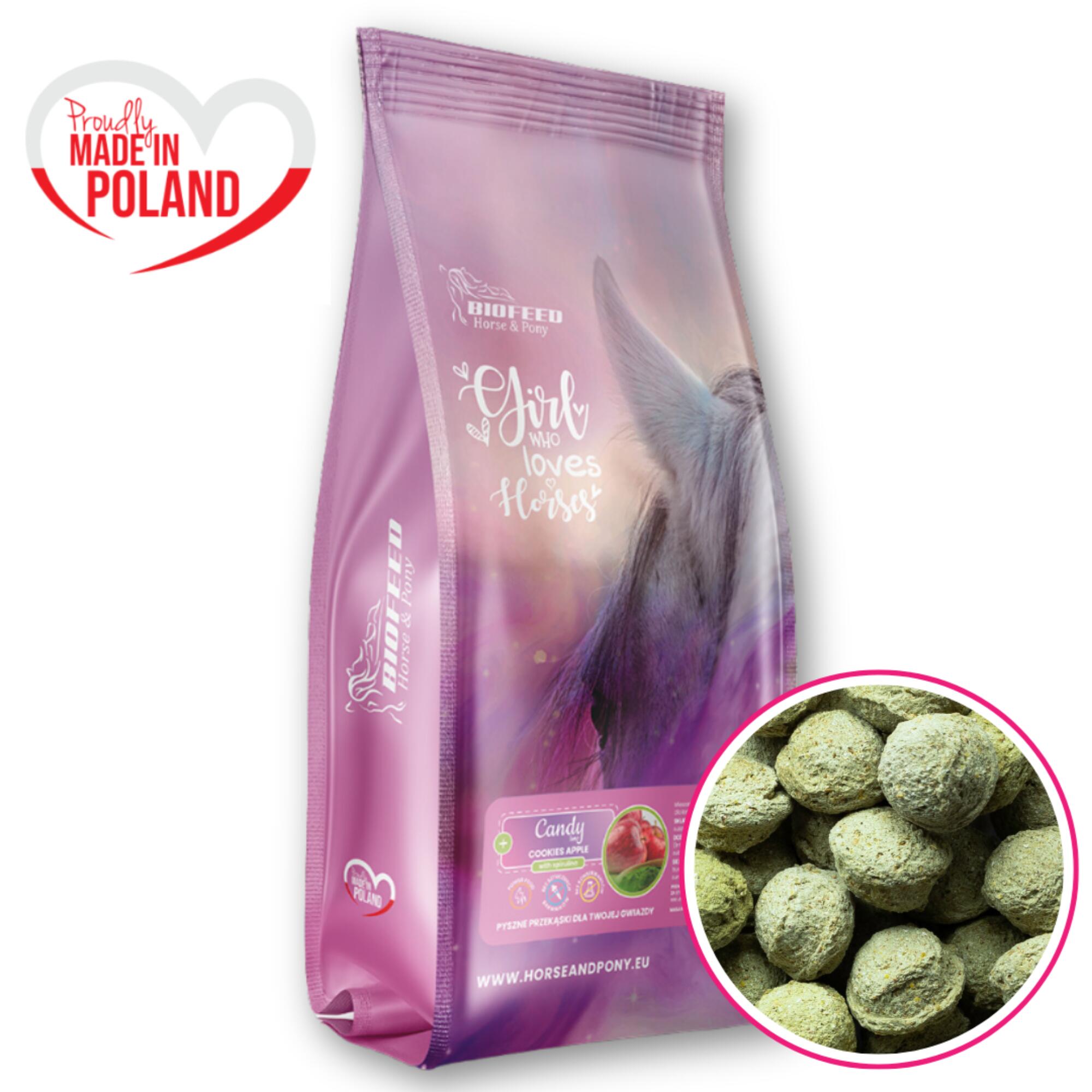 Cukierki dla konia Candy Cookies Apple with spirulina Biofeed 900g
