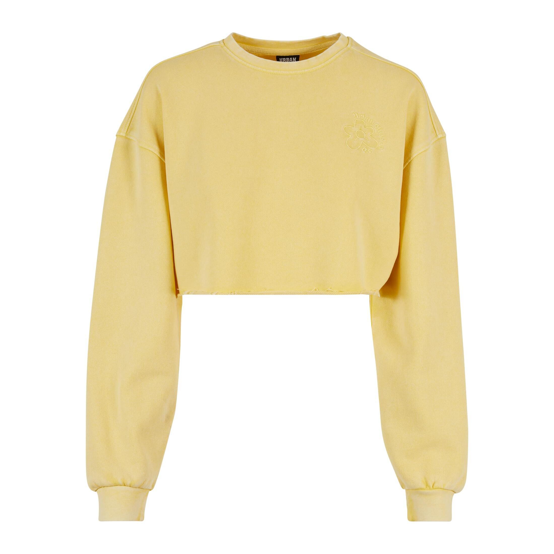 Bluza crop haftowane z kwiatami duże rozmiary dla kobiet Urban Classics