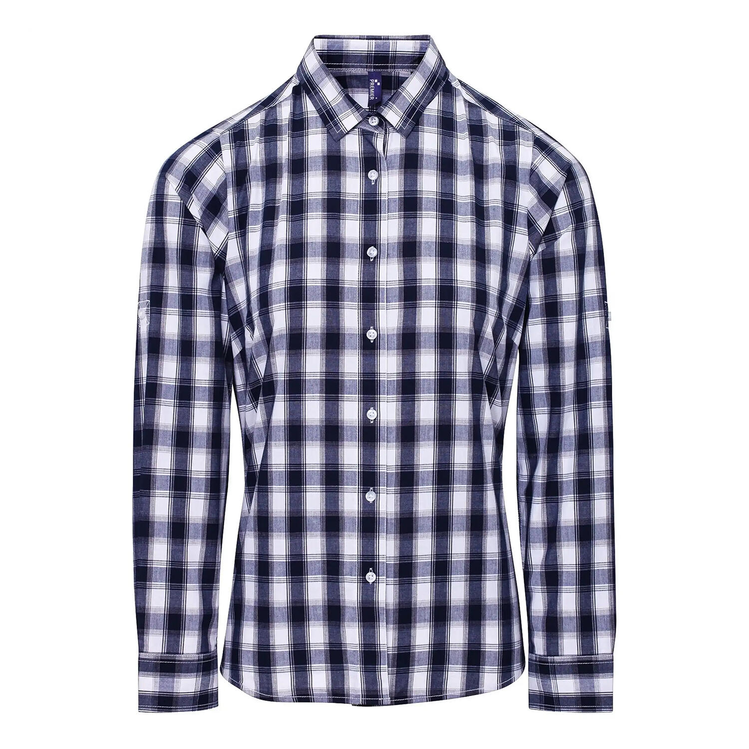 Damska Bawełniana Koszula W Kratę Z Długim Rękawem