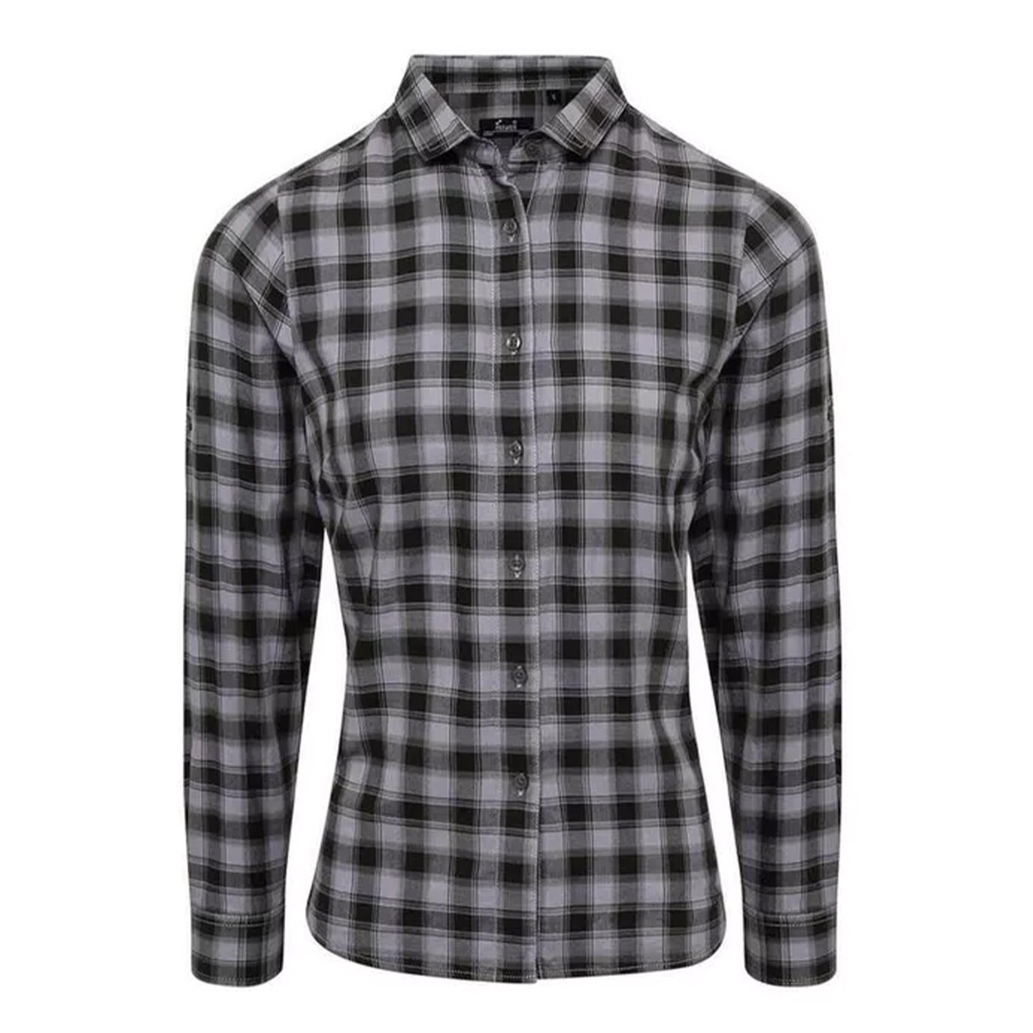 Damska Bawełniana Koszula W Kratę Z Długim Rękawem