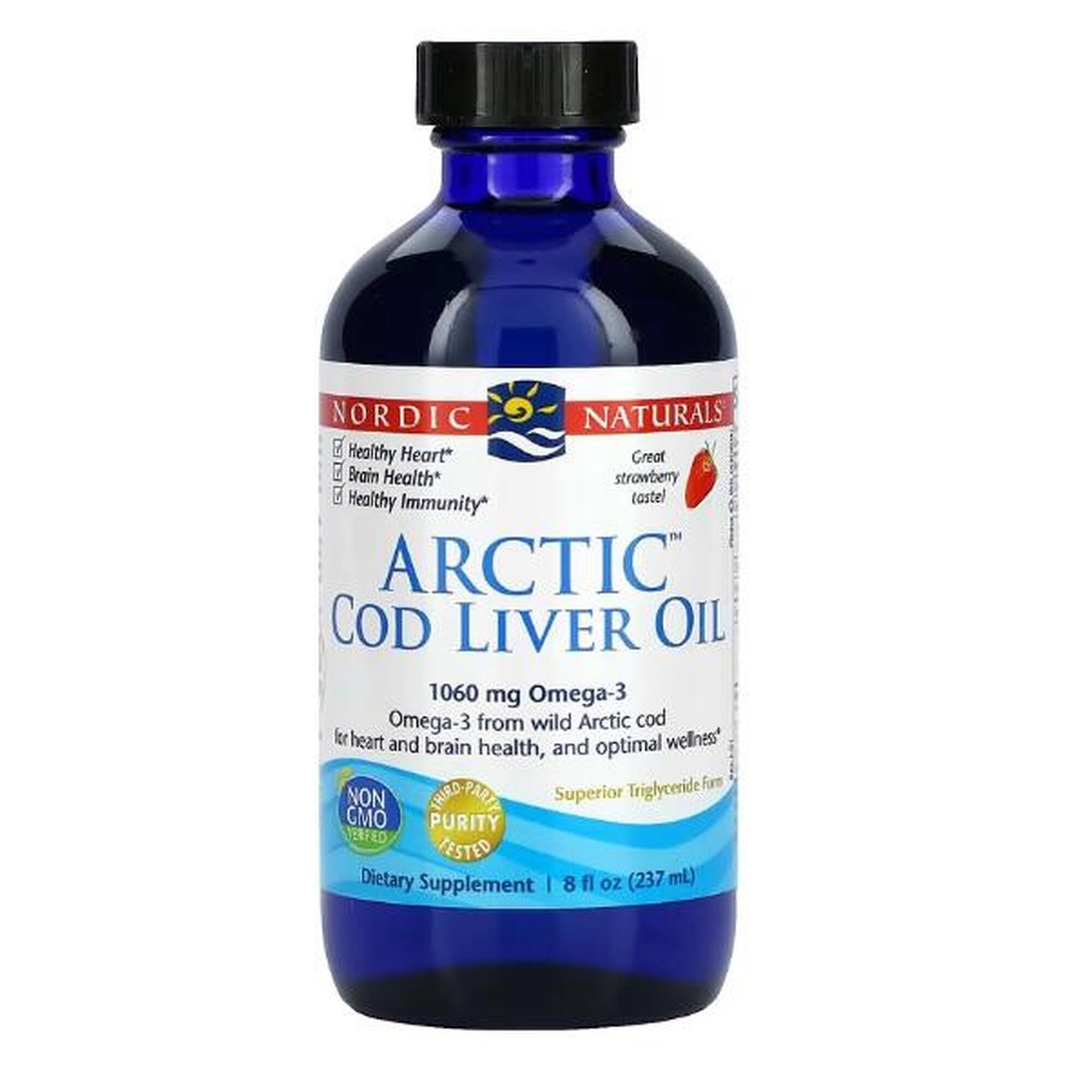 Arctic Cod Liver Tran 1060mg Omega Truskawka Nordic Naturals 237 ml