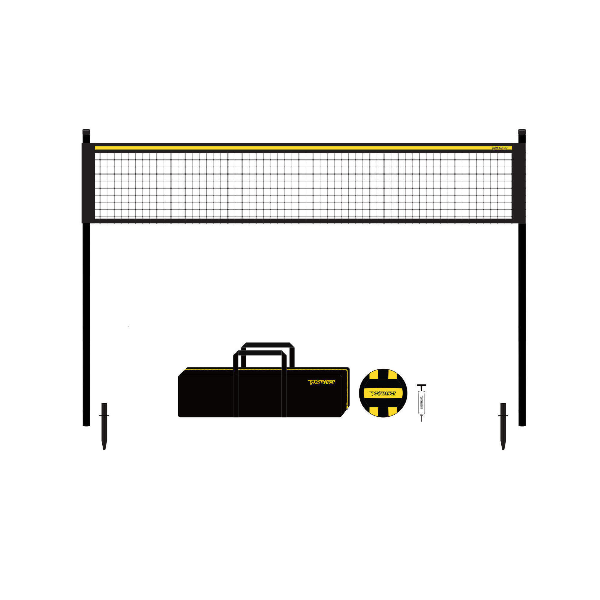 Zestaw do siatkówki 9,14 m - ze słupkami, torbą, siatką, piłką i pompką