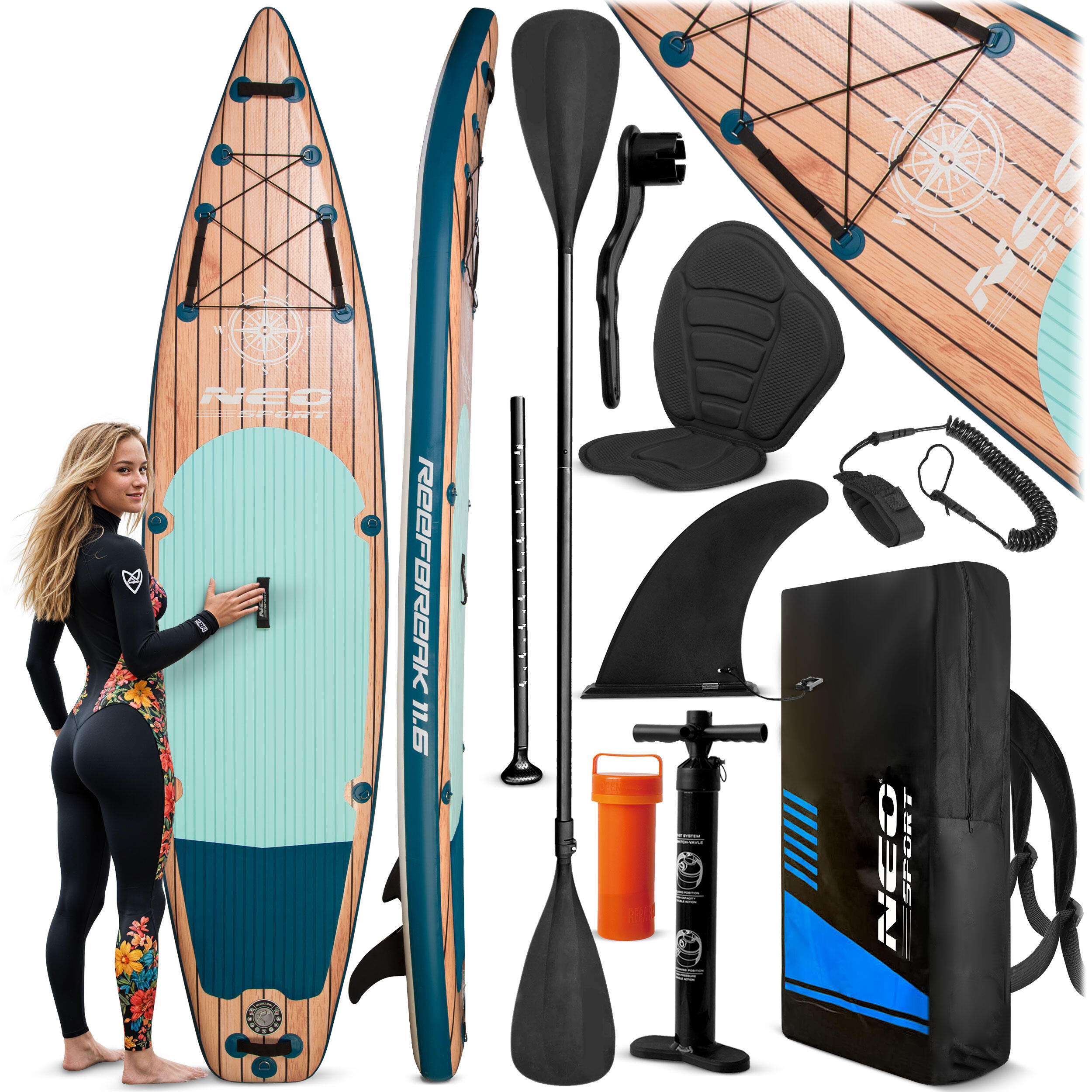 Deska SUP do pływania pompowana Paddle Reefbreak 350cm Neo-Sport