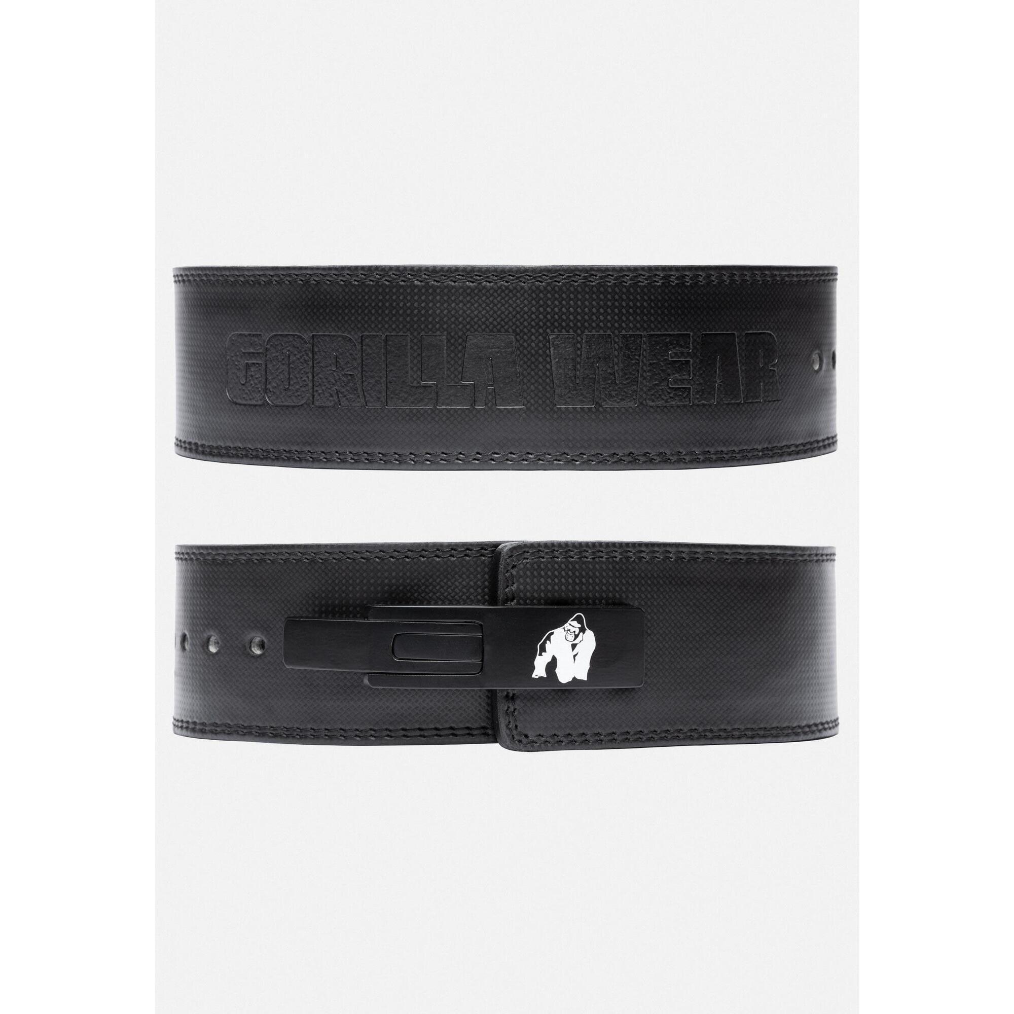 4 Inch Carbon Leather Lever Belt - Czarny