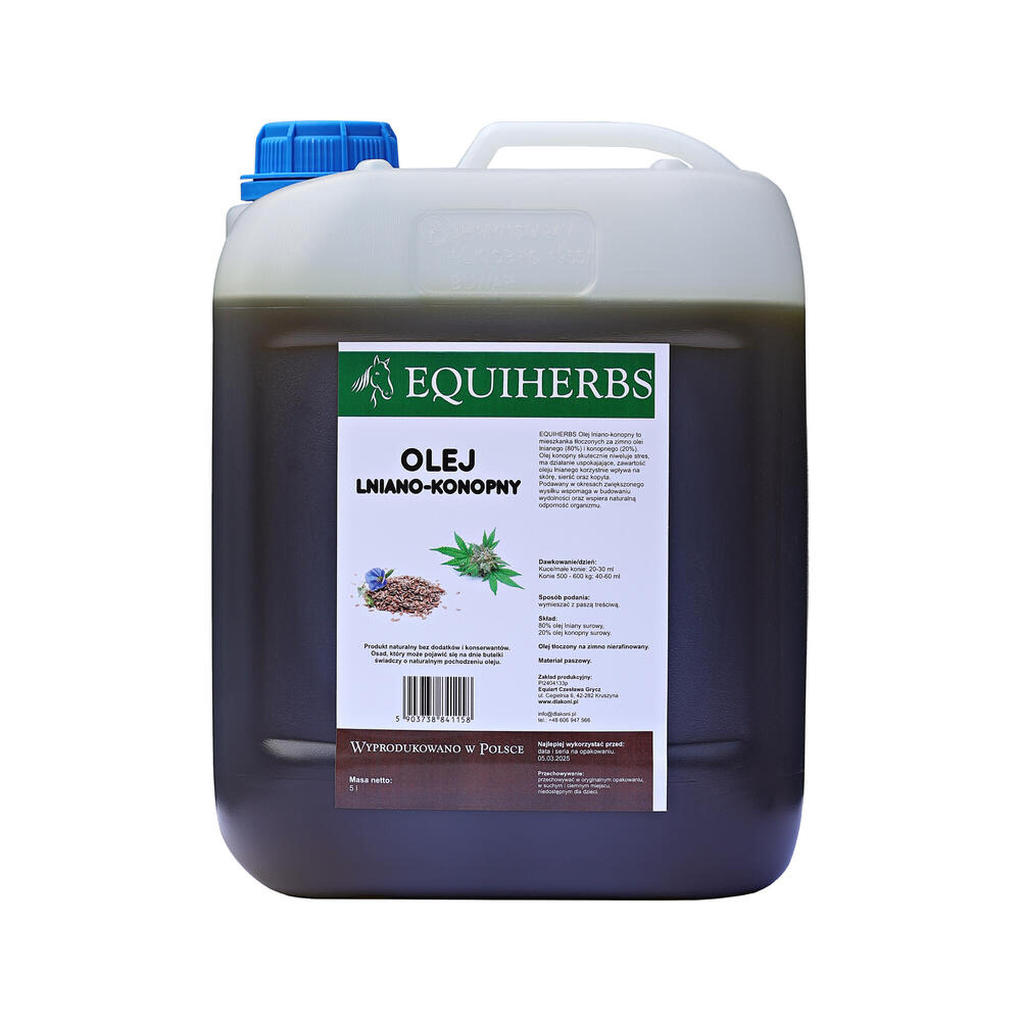 Olej lniano-konopny dla koni EQUIHERBS
