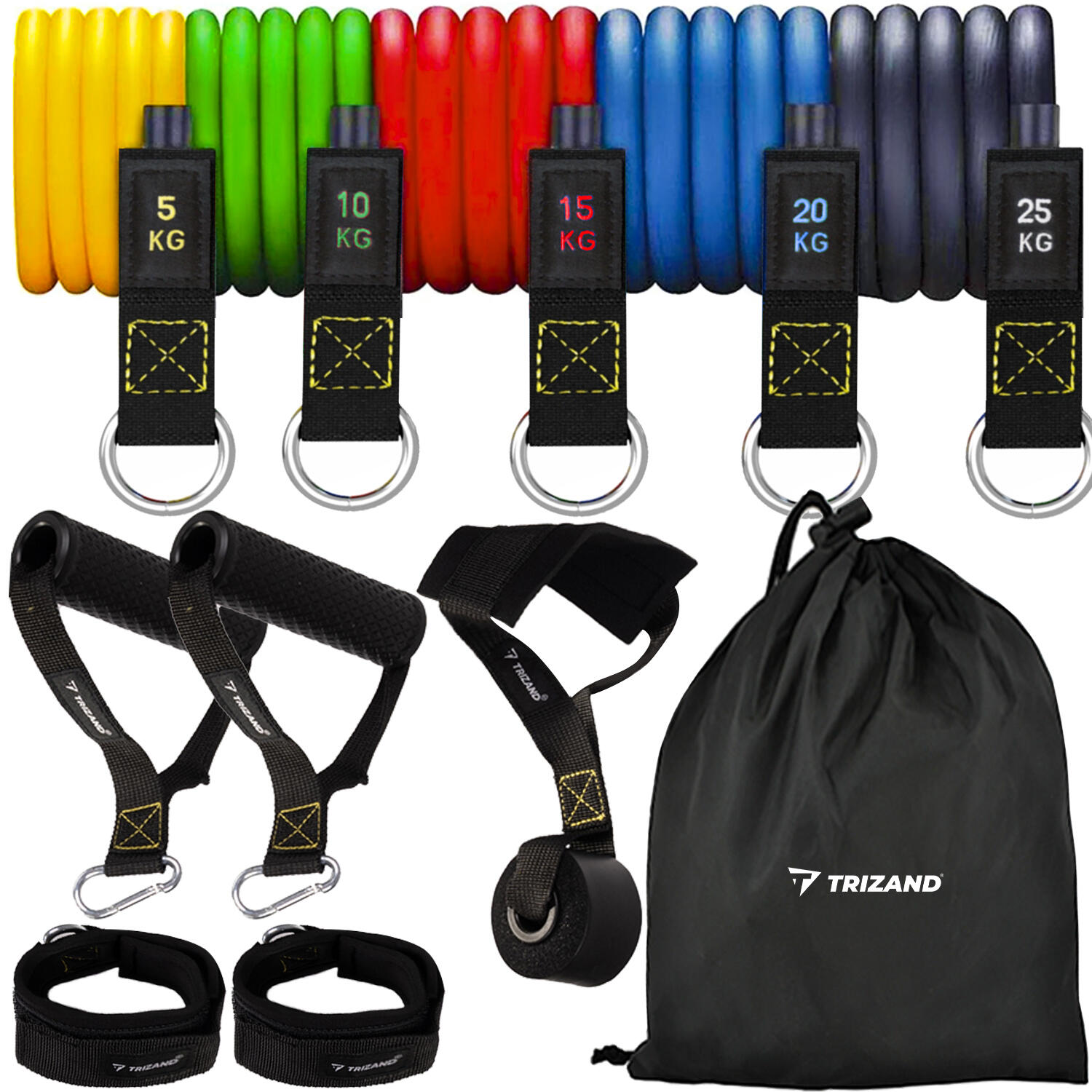 Gumy do Ćwiczeń Zestaw 5 Gum Oporowych Oporowe Fitness Treningowe + Uchwyty