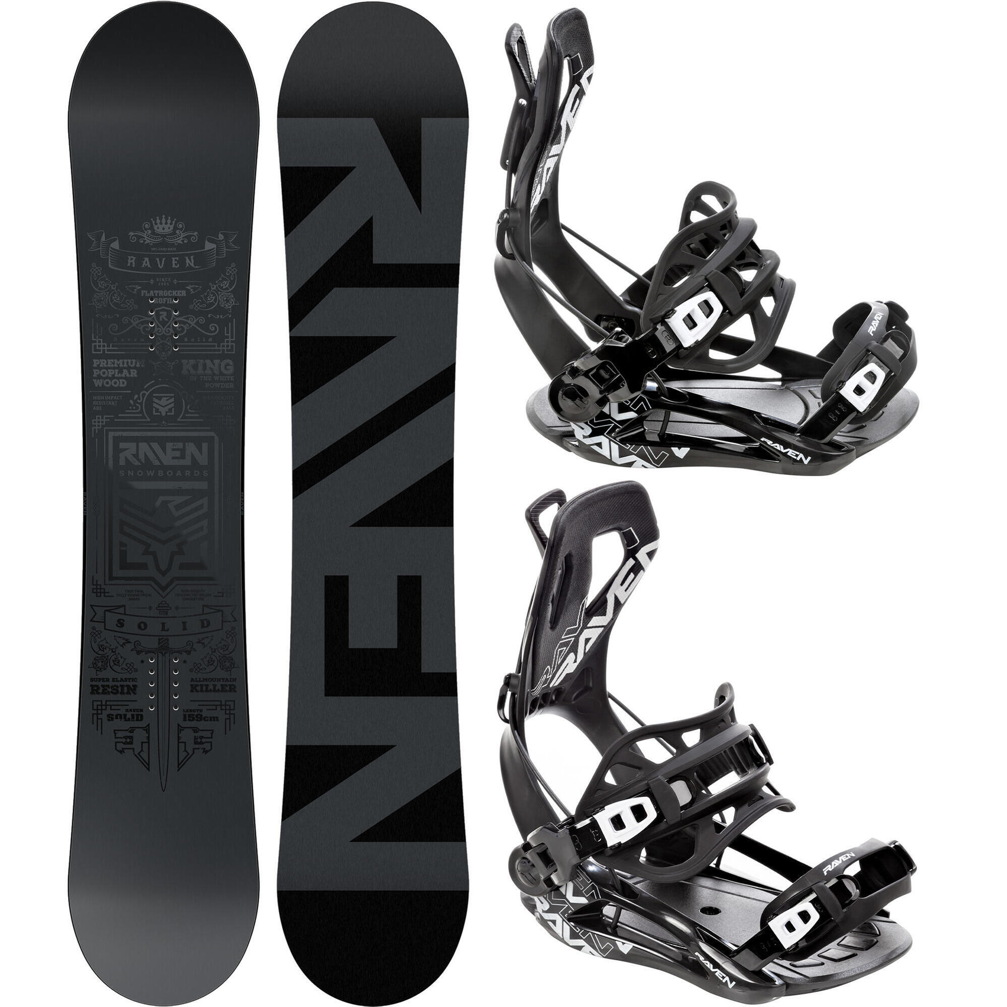 Zestaw Deska snowboardowa Raven Solid Steel + wiązania Raven FT360