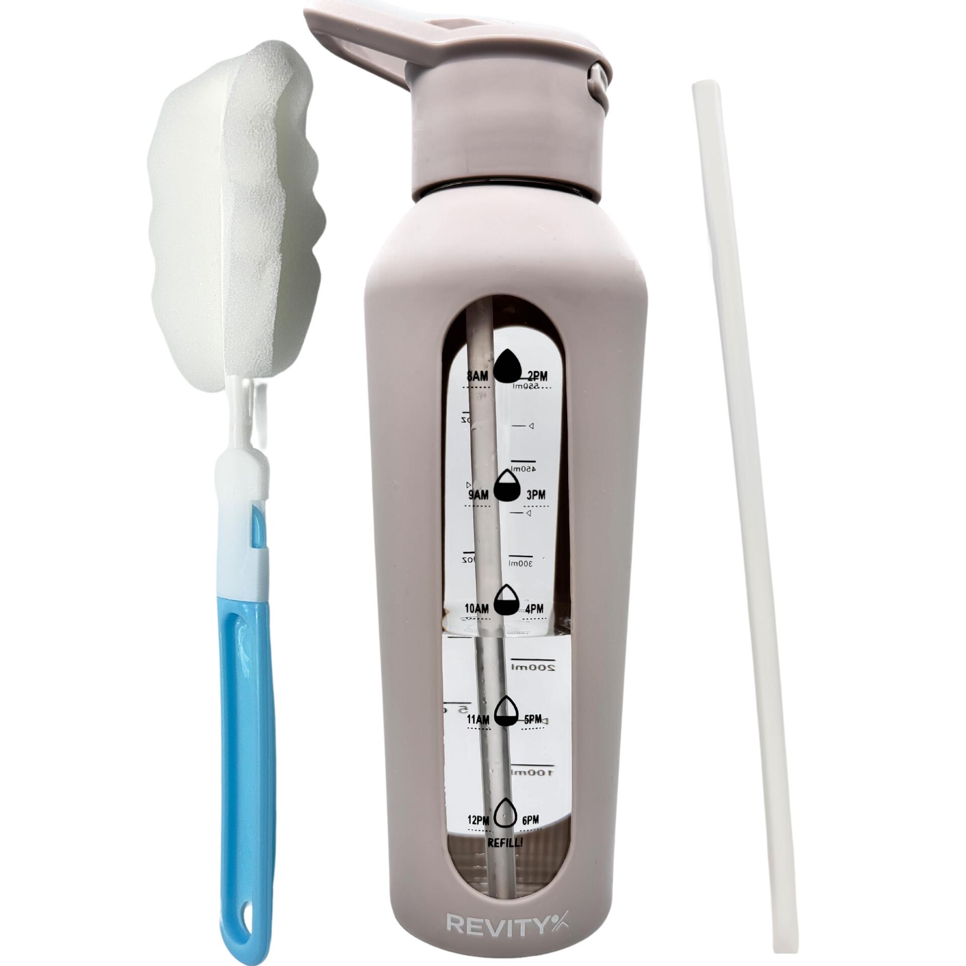 Butelka na wodę motywacyjna 750 ml szklana z silikonowym pokrowcem i dziubkiem