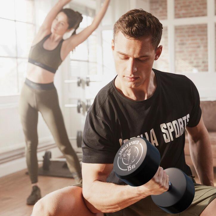 Zestaw hantli żeliwnych stałych Gorilla Sports 2x 15 kg