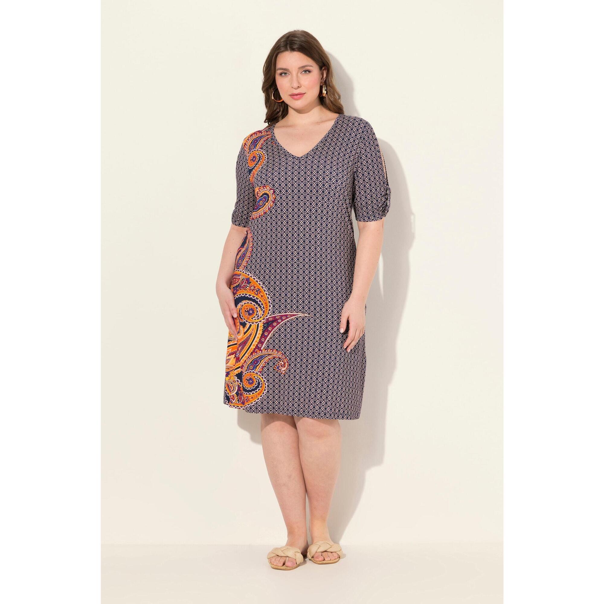 Damskie Sukienka plażowa paisley trapezowy krój dekolt w serek rękaw 1/2