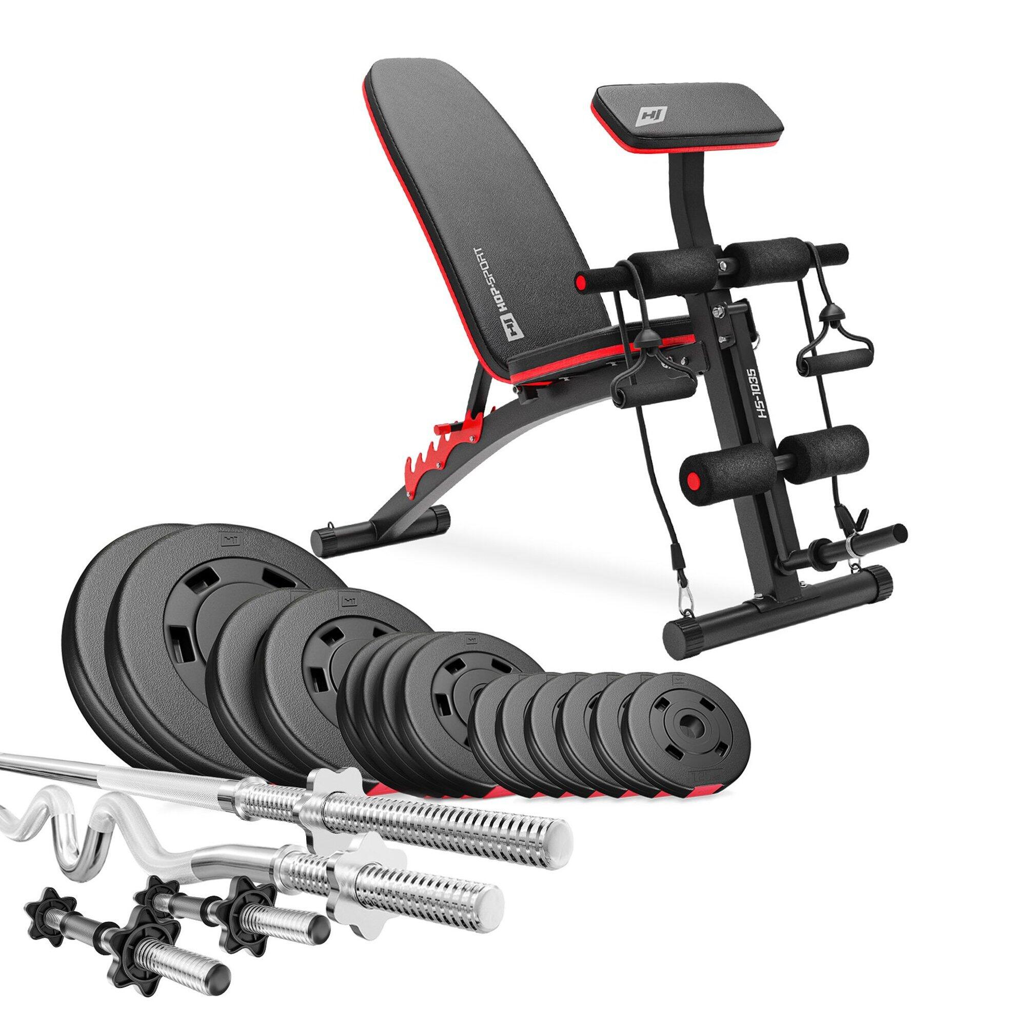 Zestaw kulturystyczny kompozytowy Hop-Sport Premium 66kg z ławką HS-1035
