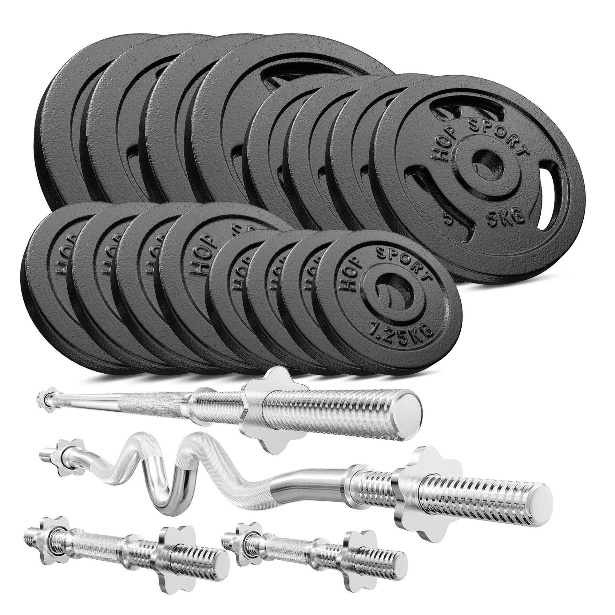 Zestaw obciążeń żeliwnych sztanga Hop-Sport Strong 97kg