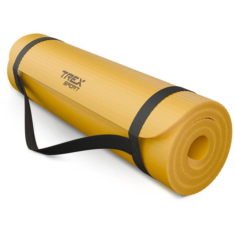 Mata fitness do ćwiczeń jogi pilatesu Trex Sport 190x80cm żółta 20mm