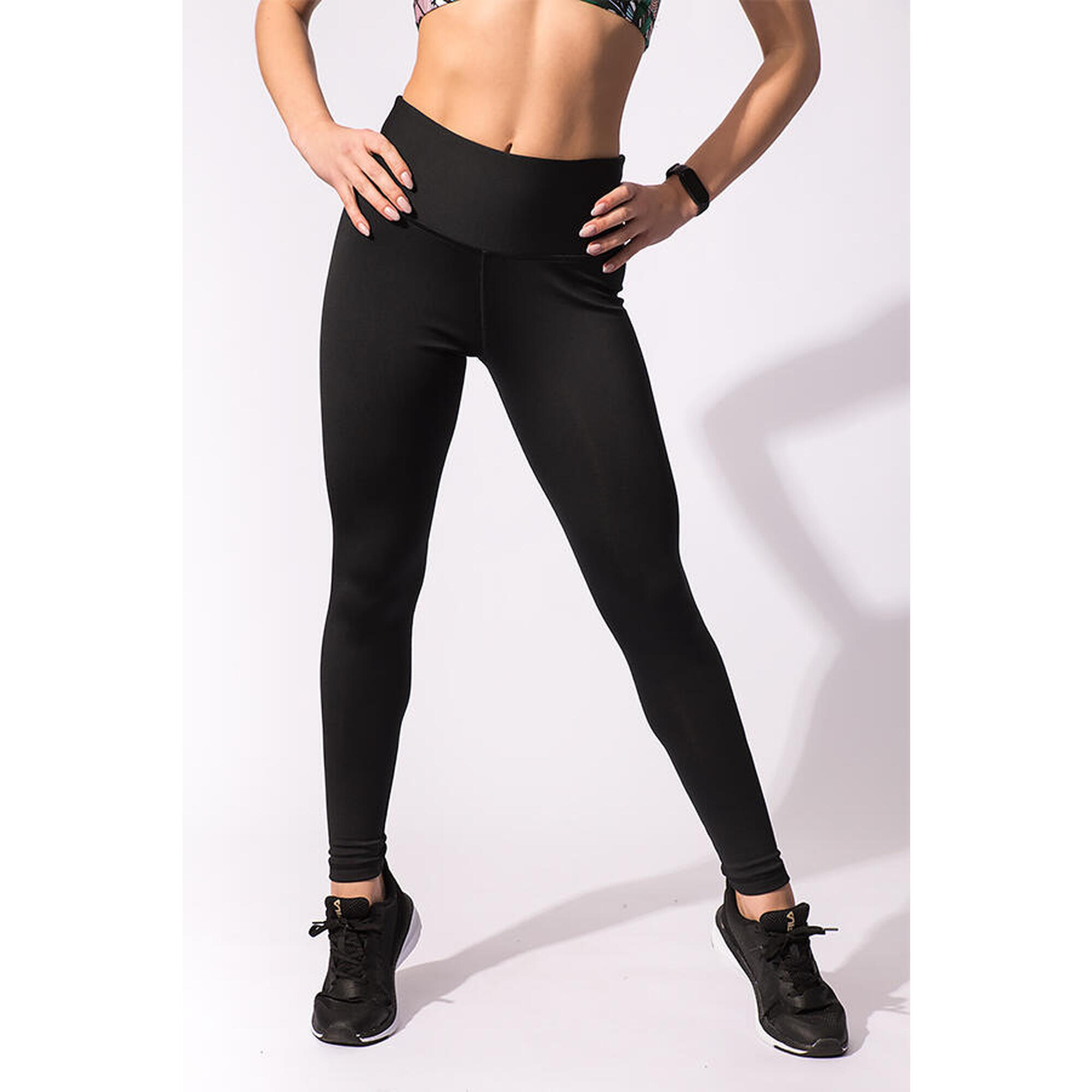 Legginsy ocieplane damskie czarne Running 2skin