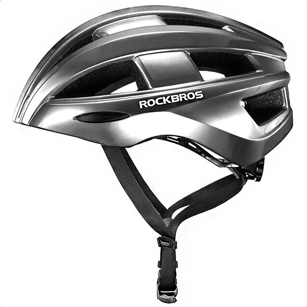 Kask rowerowy Rockbros z wbudowaną lampką rozmiar uniwersalny 55-60cm - szary