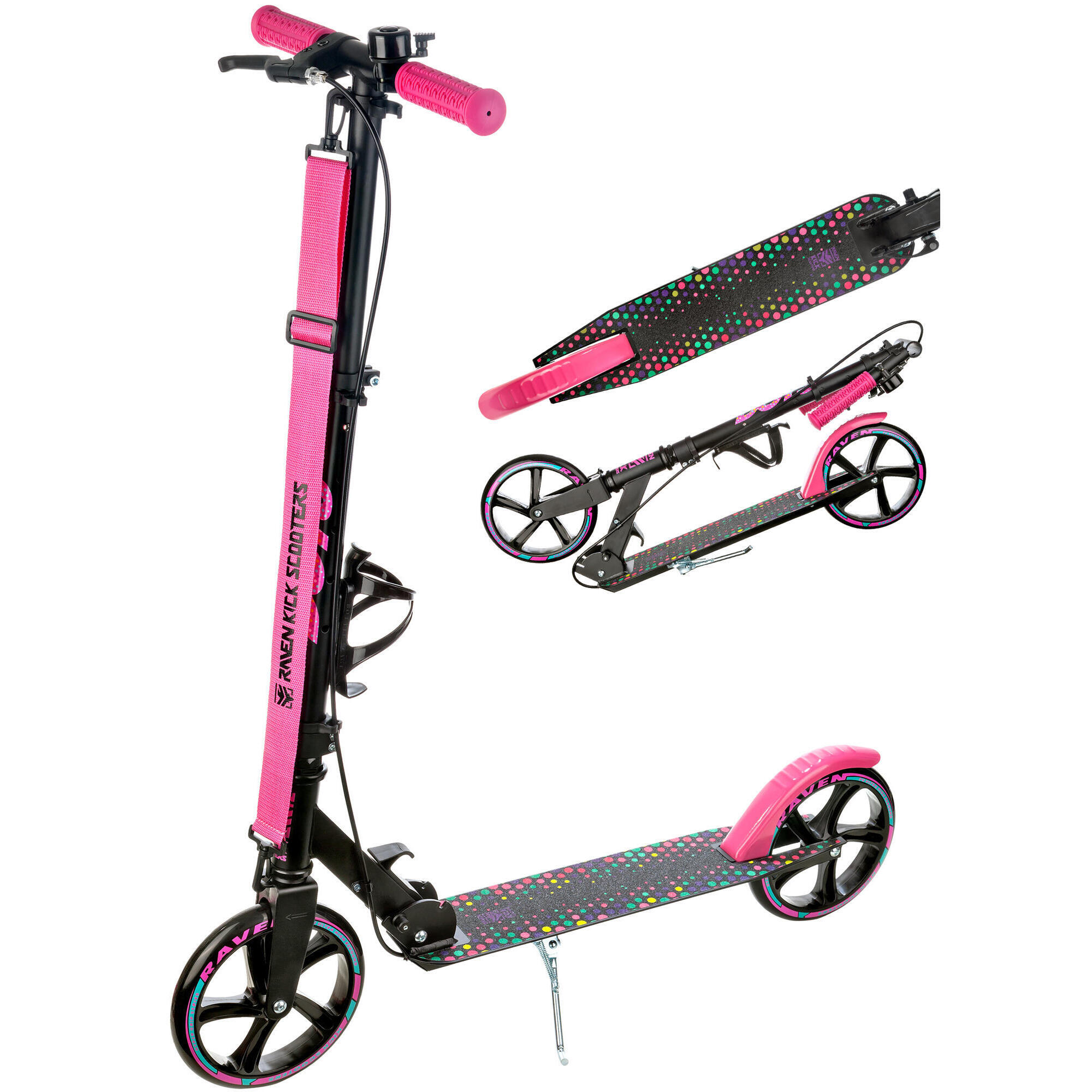 Hulajnoga Składana Raven Dots Black 200mm z hamulcem