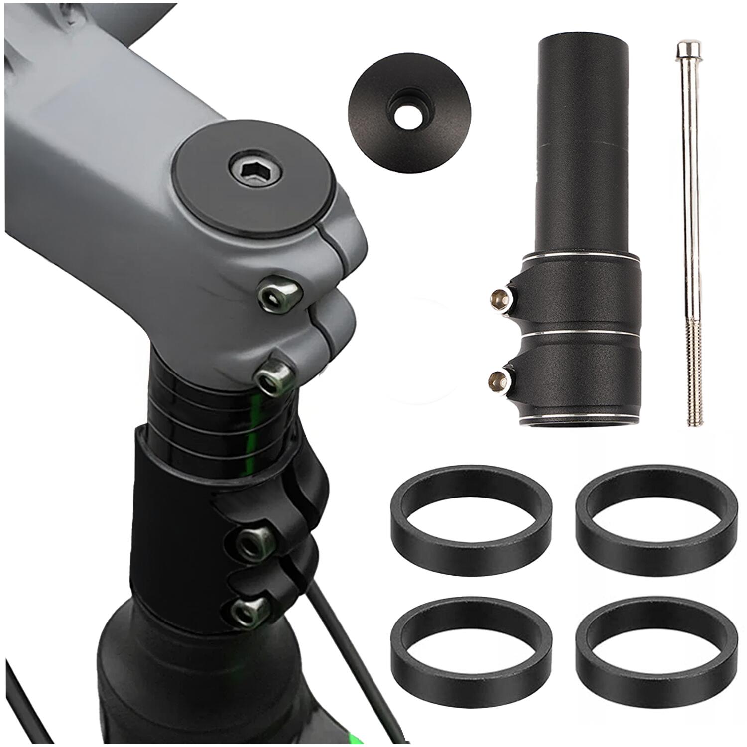 Adapter Przedłużka Wspornika Kierownicy do Roweru Mostek Aluminiowy 4 Ringi