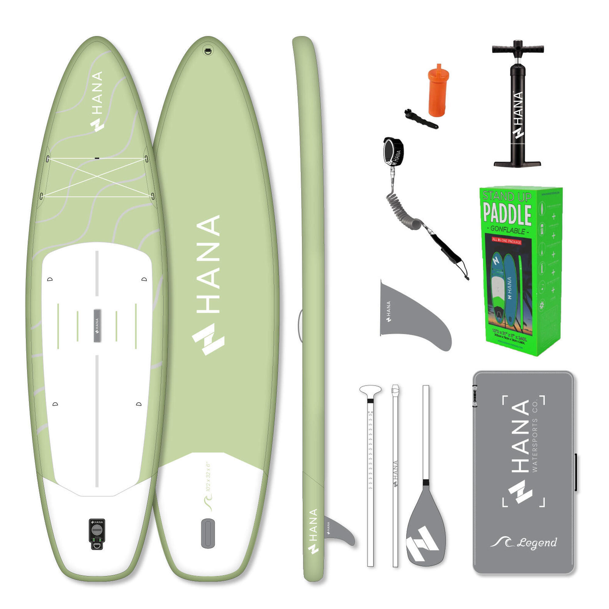 Zestaw nadmuchiwanego stand up paddle HANA LEGEND Olive 10'2