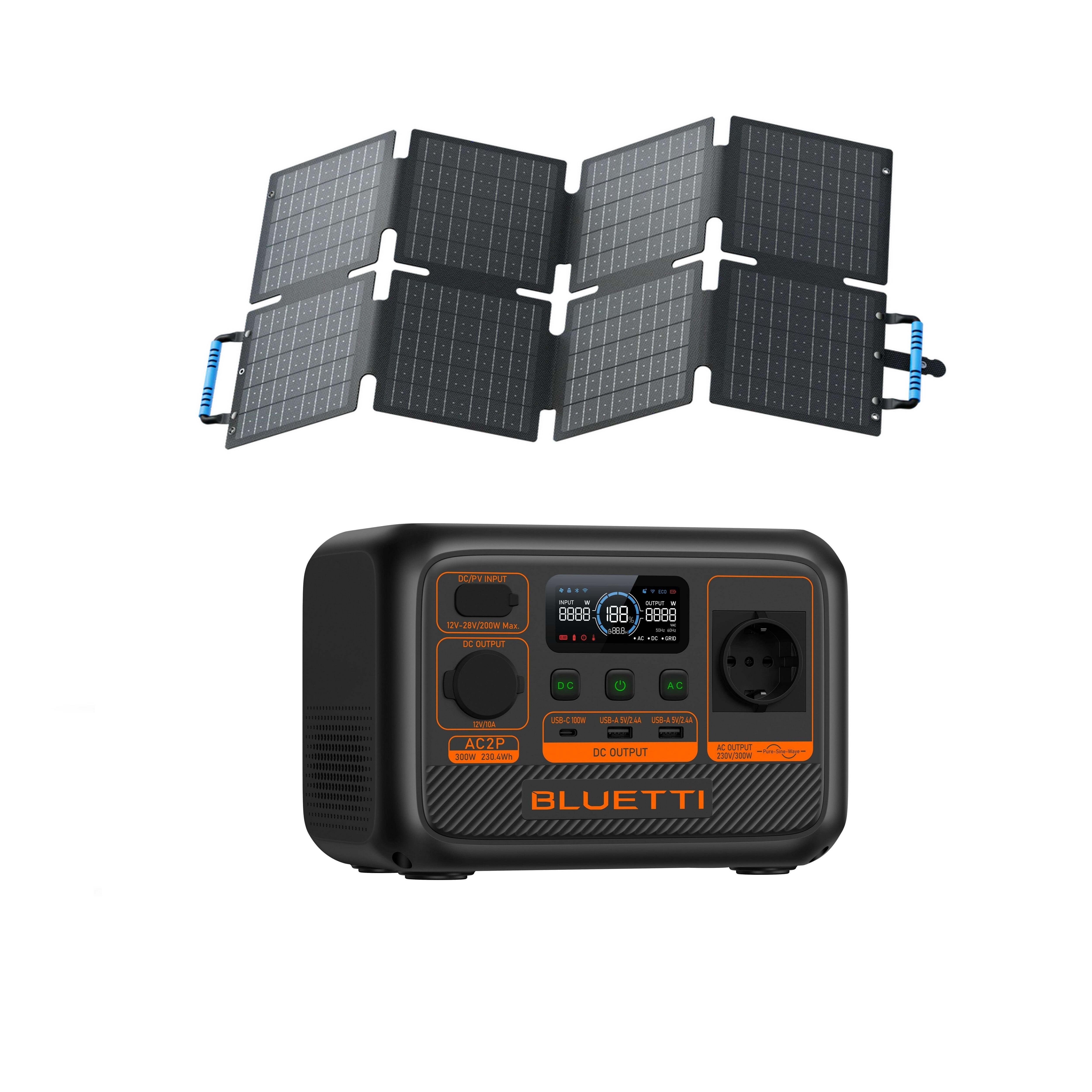 Zestaw stacja zasilania BLUETTI AC2P z panelem solarnym 60 W