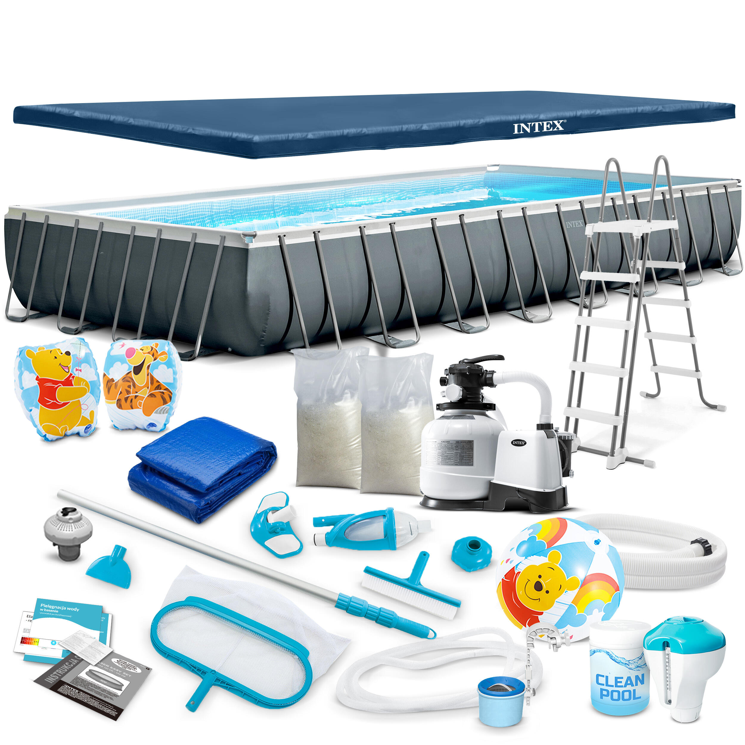 Basen ogrodowy stelażowy Intex 975 x 488 x 132 cm zestaw 20w1
