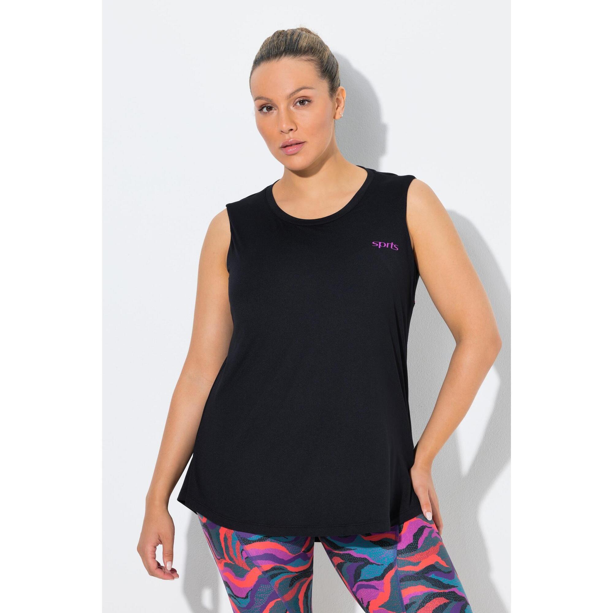 Damskie Top zintegrowany biustonosz trapezowy krój okrągły dekolt bez rękawów