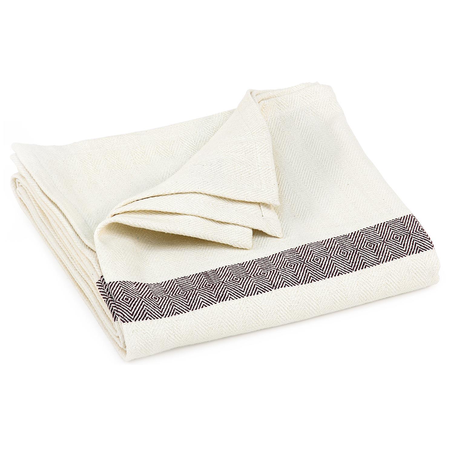 Bawełniany koc do jogi Bodhi w jodełkę - ecru