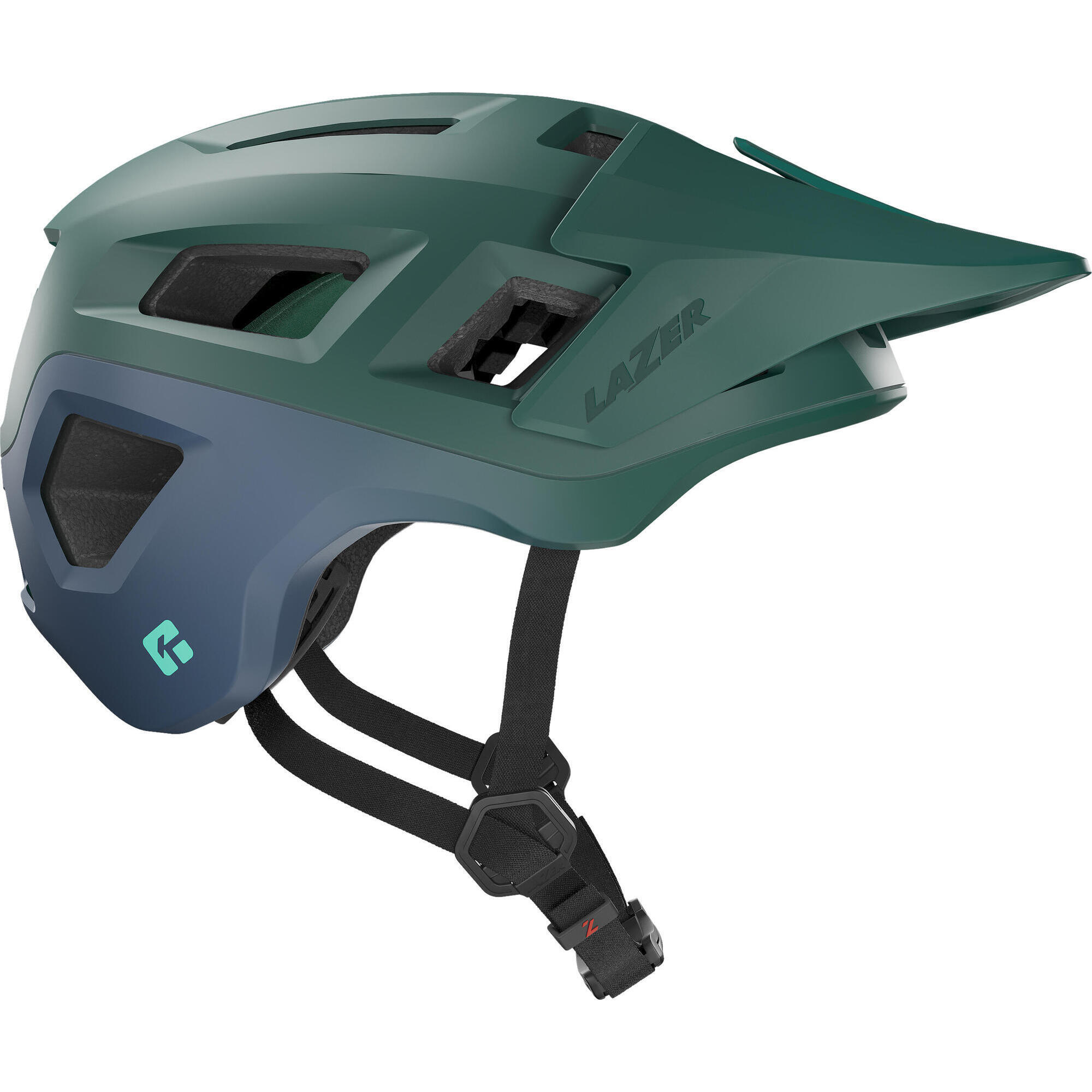 Kask MTB Coyote KinetiCore, zielono-niebieski