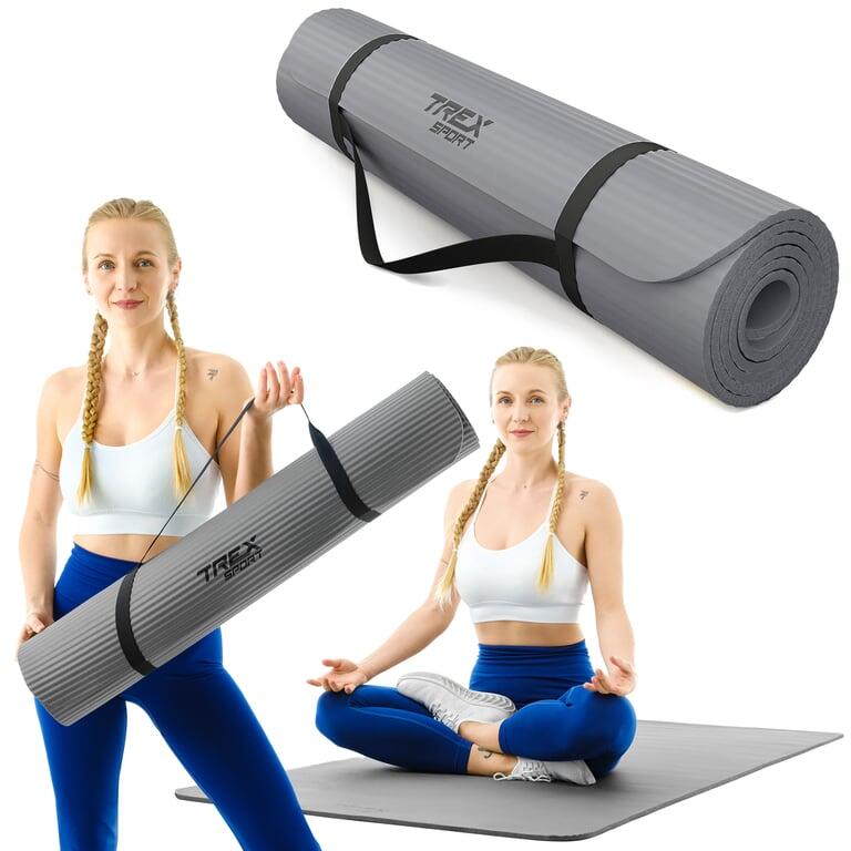 Mata fitness do ćwiczeń jogi pilatesu Trex Sport 190x80cm szara 10mm