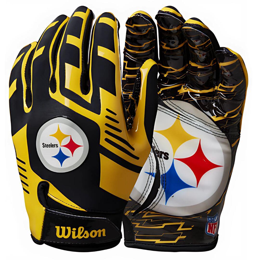 Wilson Youth NFL Stretch Fit Gloves Team Pittsburgh Steelers
