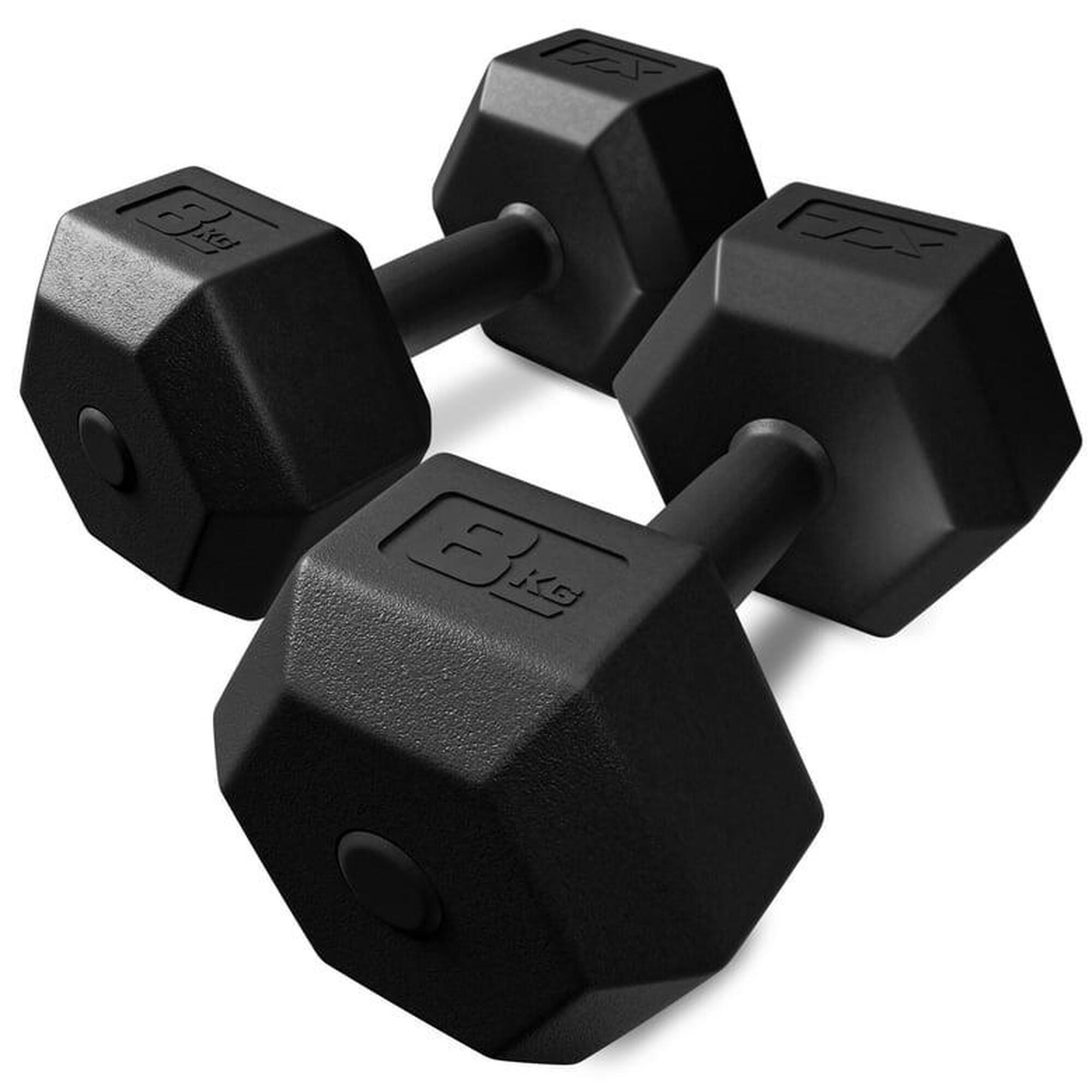 Zestaw hantli bitumicznych do ćwiczeń siłowych Trex Sport 2×8kg