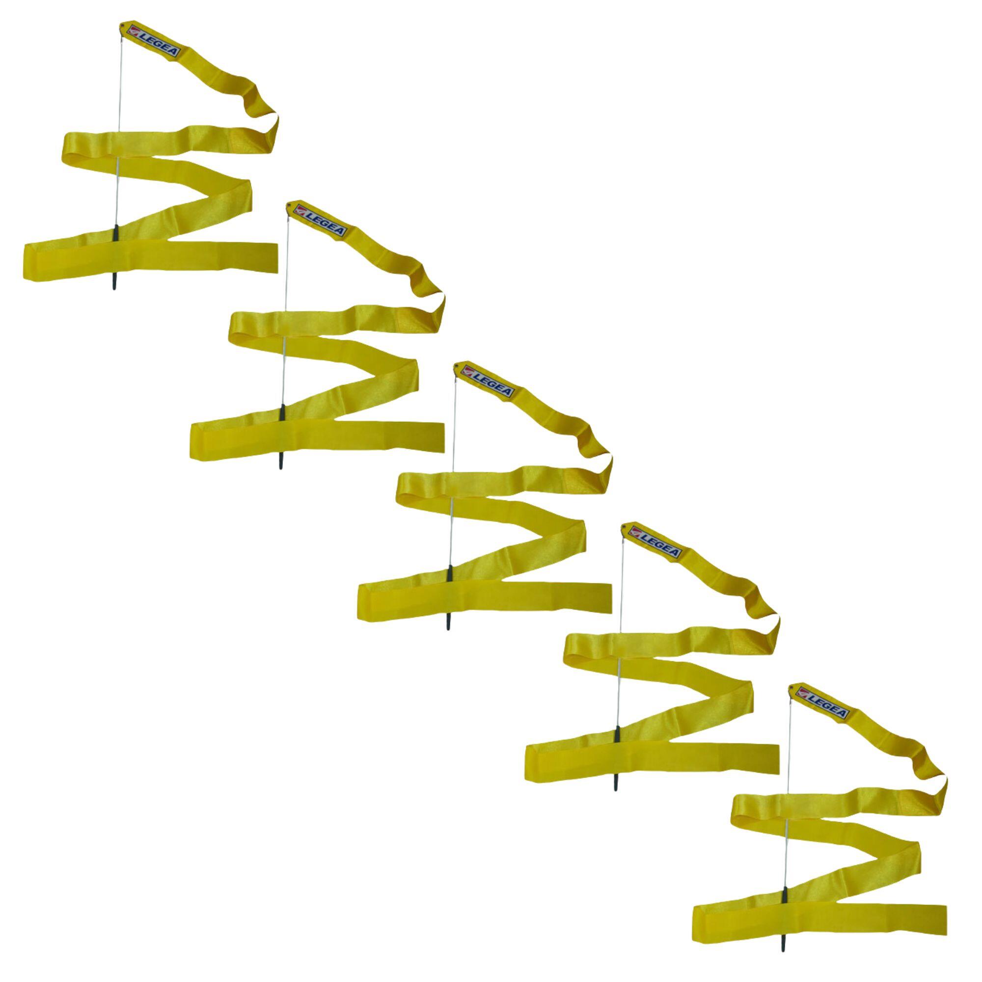 wstążki gimnastyki artystycznej żółte 5 sztuk 6 m