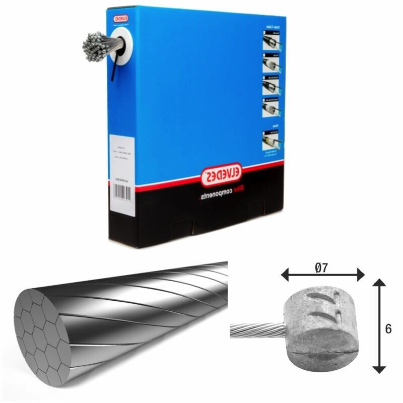 Kable hamulcowe 1x19 stal nierdzewna Slick Ø1,5mm głowica T Ø7x6 Elvedes (x100)