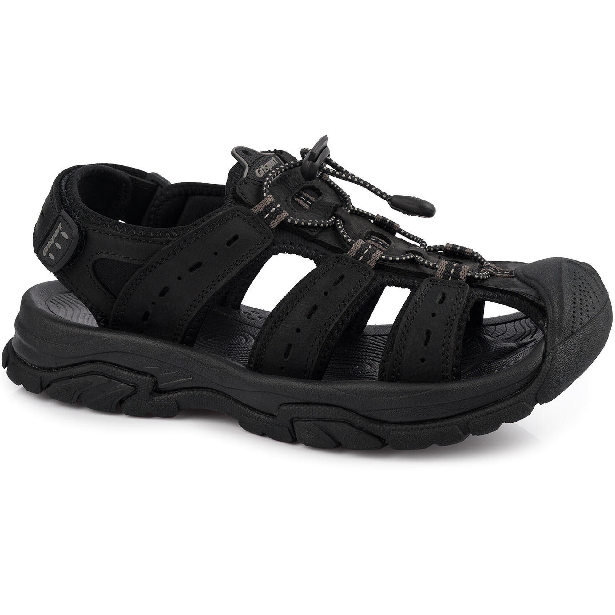 Męskie sandały sportowe trekkingowe skórzane czarne GRISPORT 9029M
