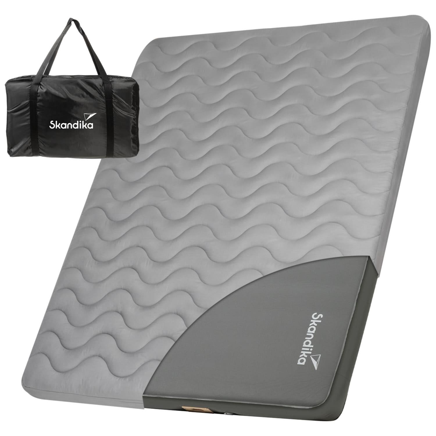 Mata kempingowa samopompująca podwójna Easy 3D Premium Flex z pikowanym topperem