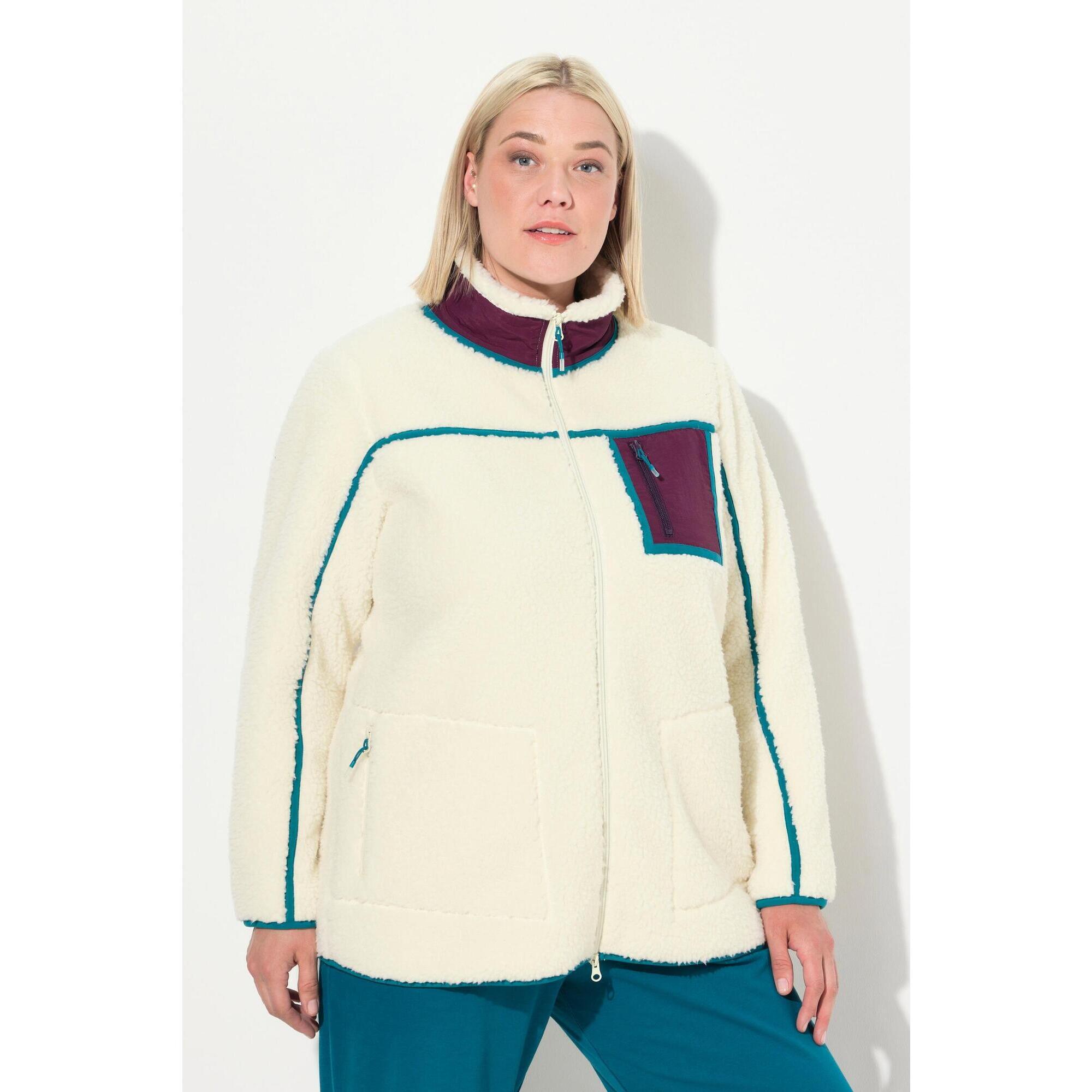 Damskie Kurtka z pluszowego polaru stójka 2-kierunkowy zamek błyskawiczny