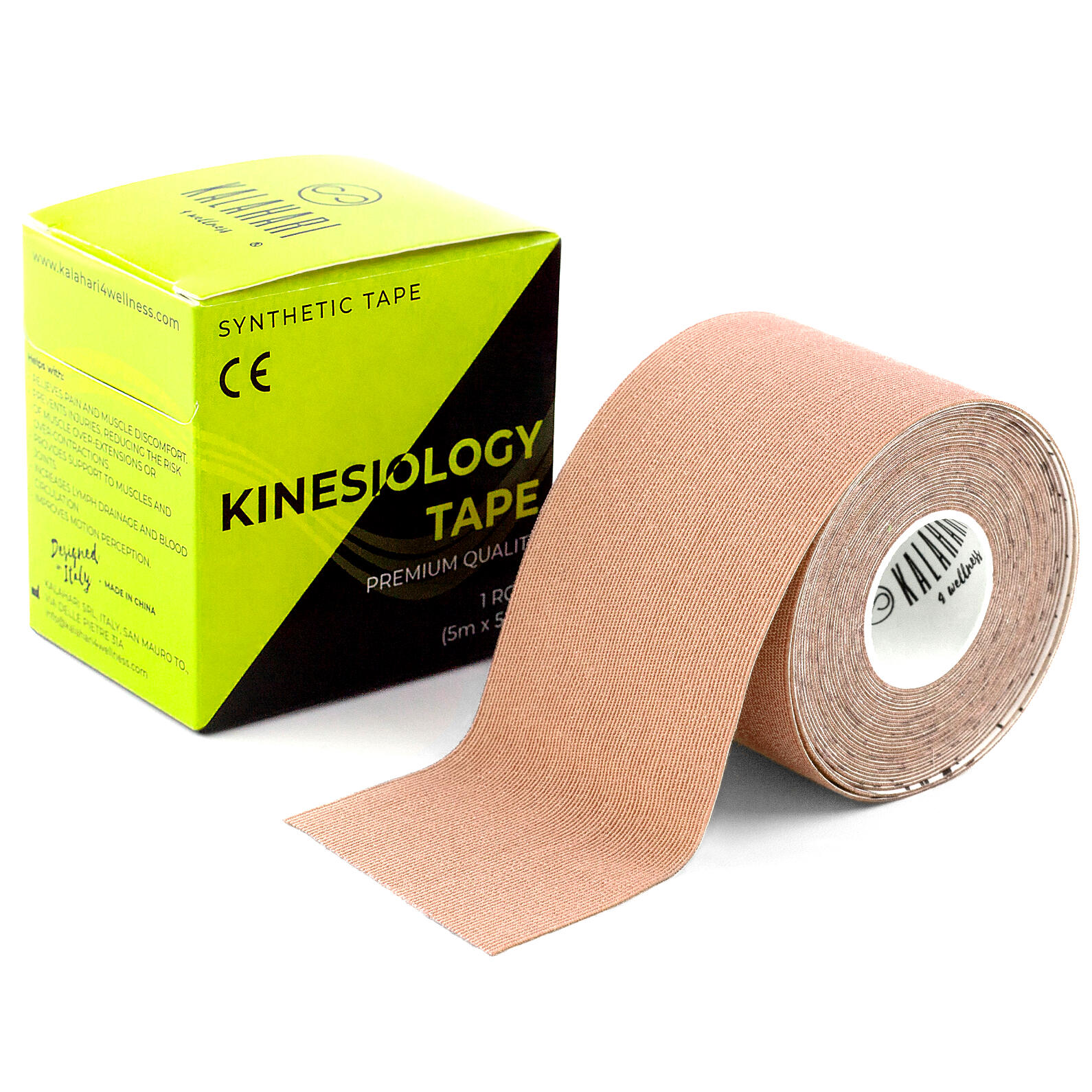 Profesjonalna Taśma Kinesiotapingowa z e‑Book, Kinesio Tape 5 cm × 5 m BEŻOWA