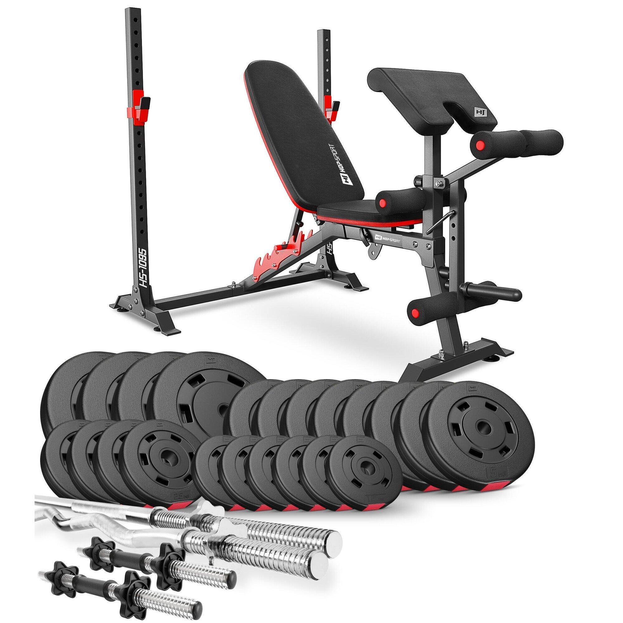 Zestaw kulturystyczny kompozytowy Hop-Sport Premium 135kg z ławką HS-1095