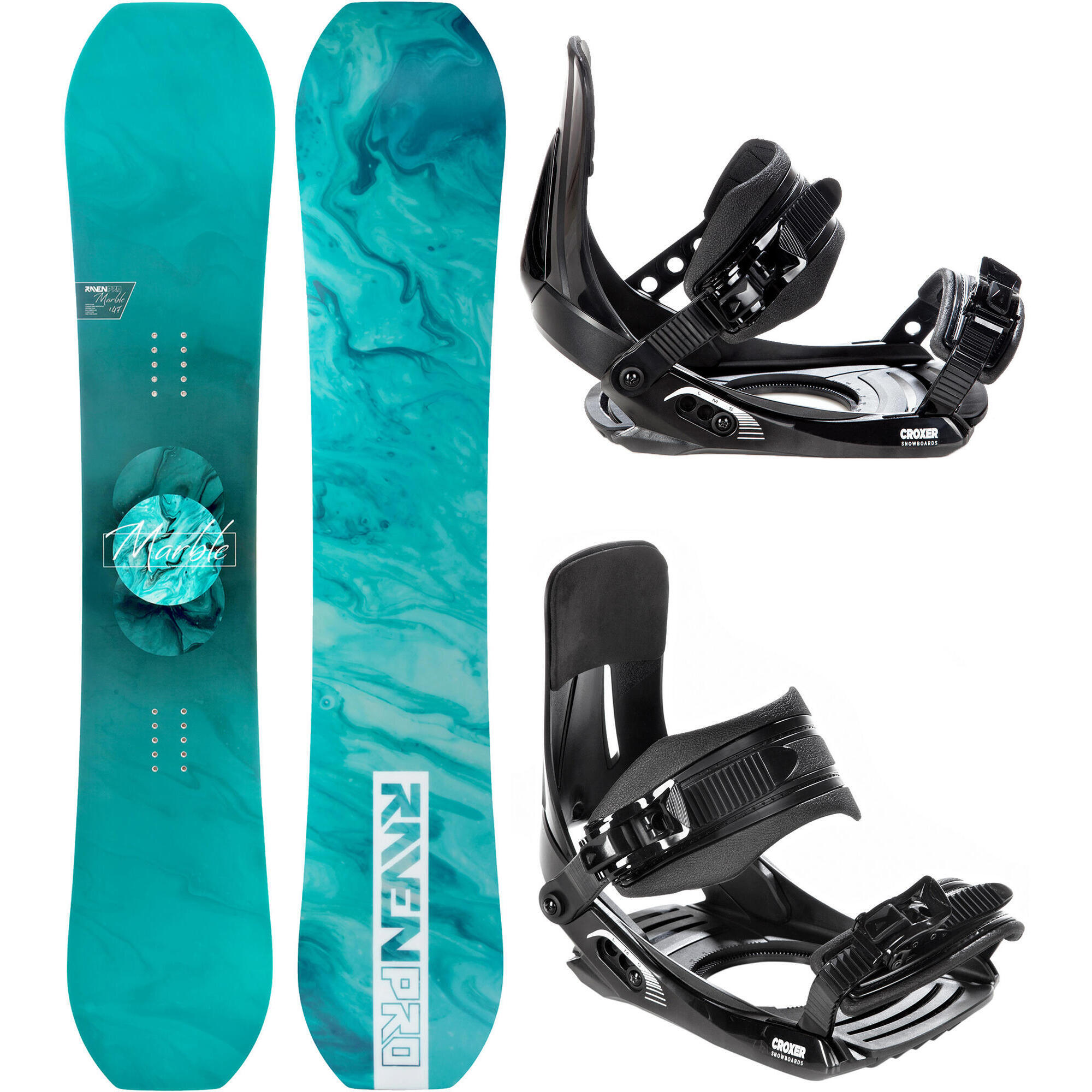 Zestaw Deska snowboardowa Raven PRO Marble Carbon + wiązanai Croxer MP180