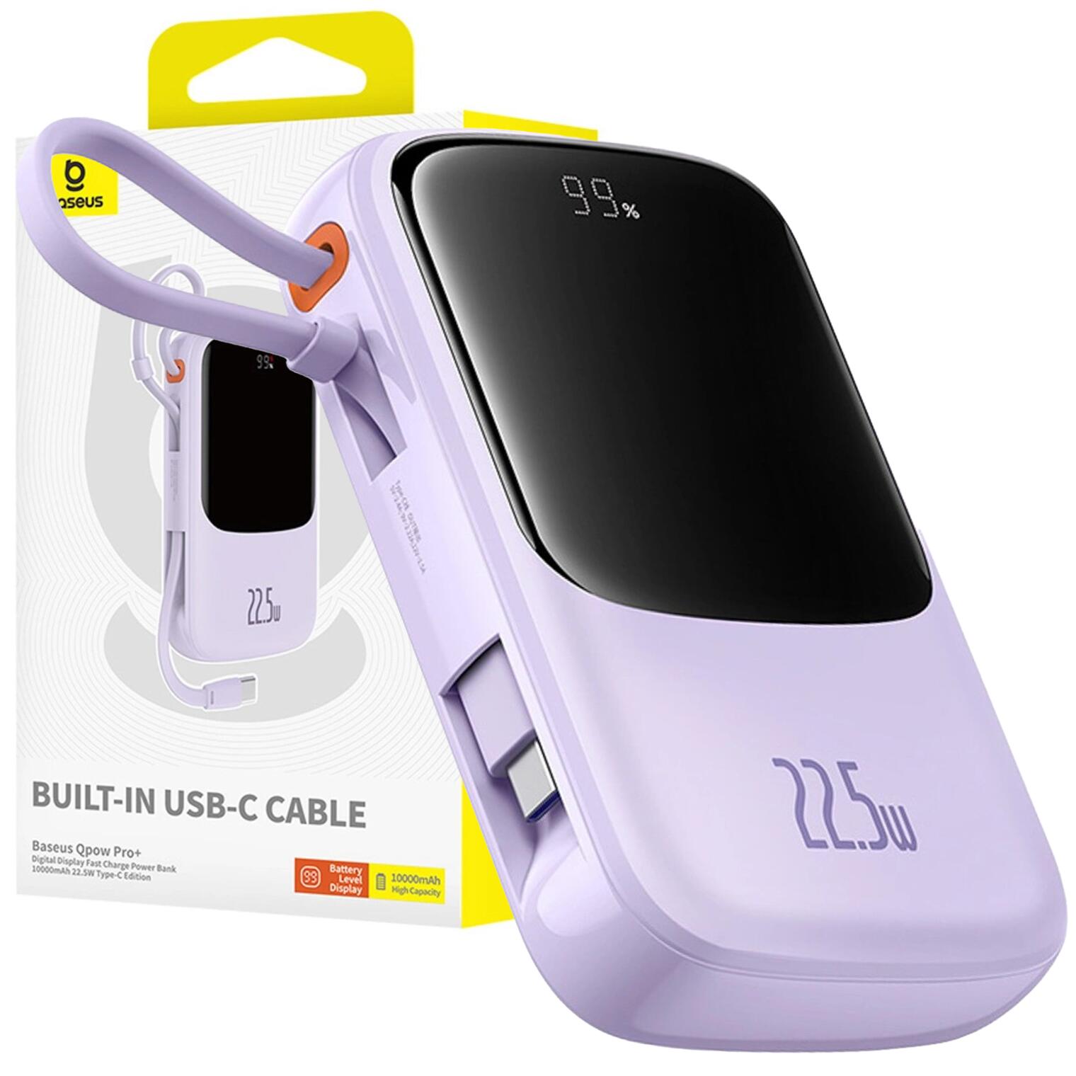 Powerbank Baseus 10000 mAh 22.5W USB-C USB-A wbudowany kabel USB-C