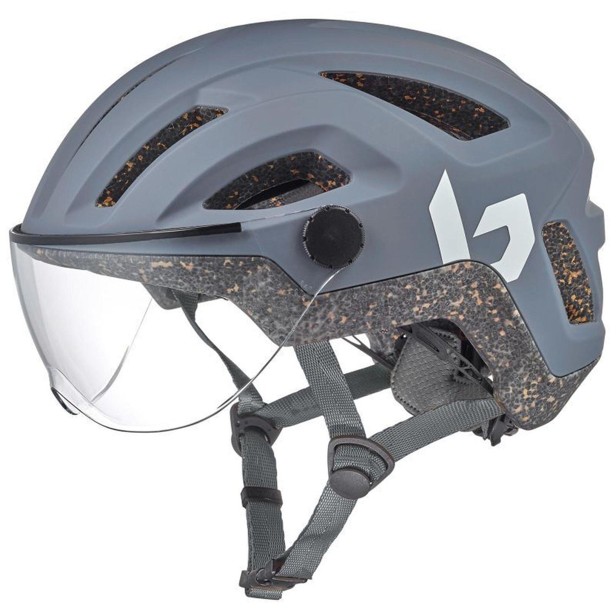 Kask rowerowy miejski „Eco React Visor”, matowy, chłodny szary