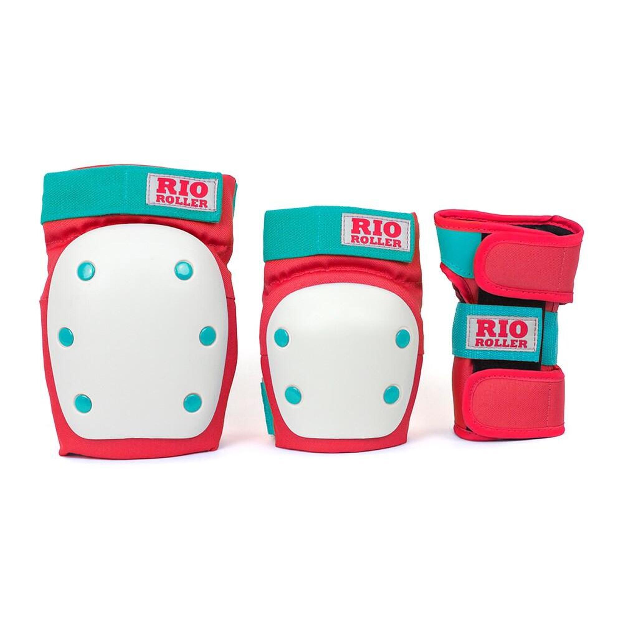 Rolki Zestawy Rio Roller Triple Skate Pads Ochraniacze Na Rolki - M - Red/Mint