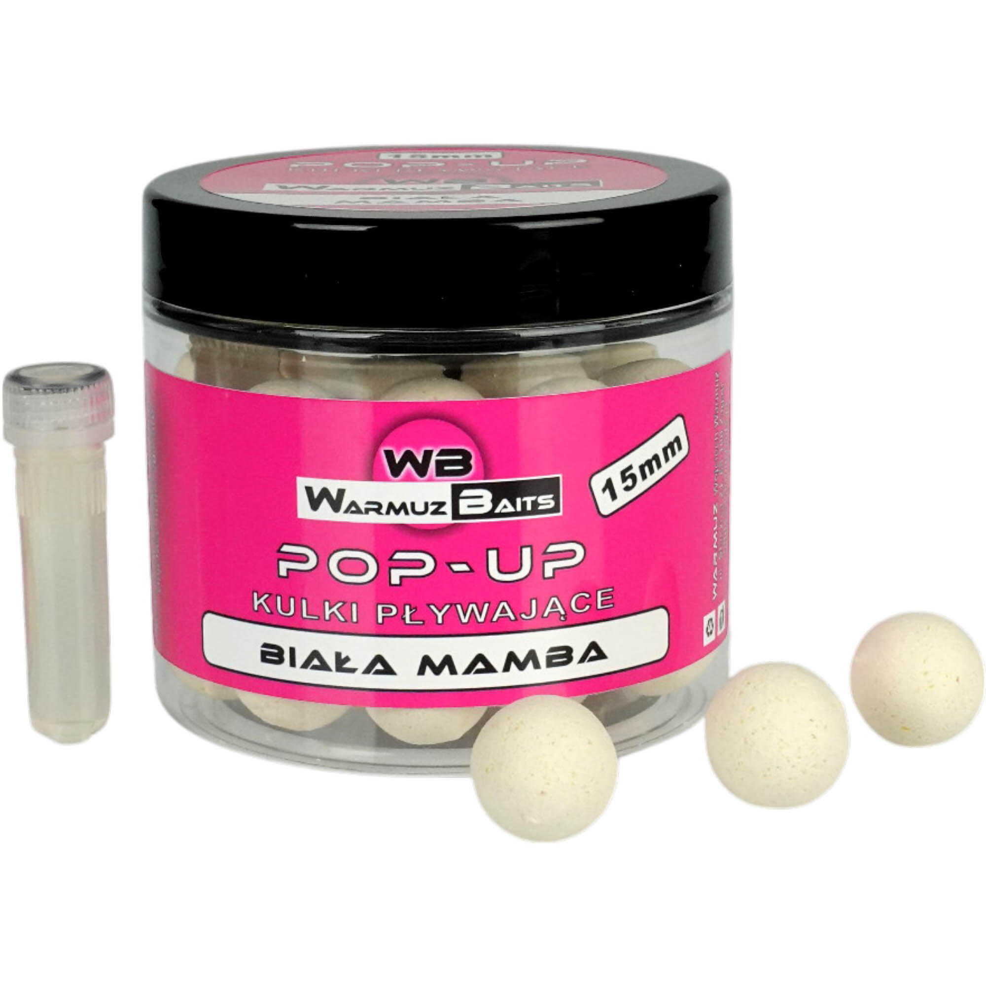 Przynęta Kulki Warmuz Baits Pop Up Biała Mamba 15Mm 150Ml + Dopalacz