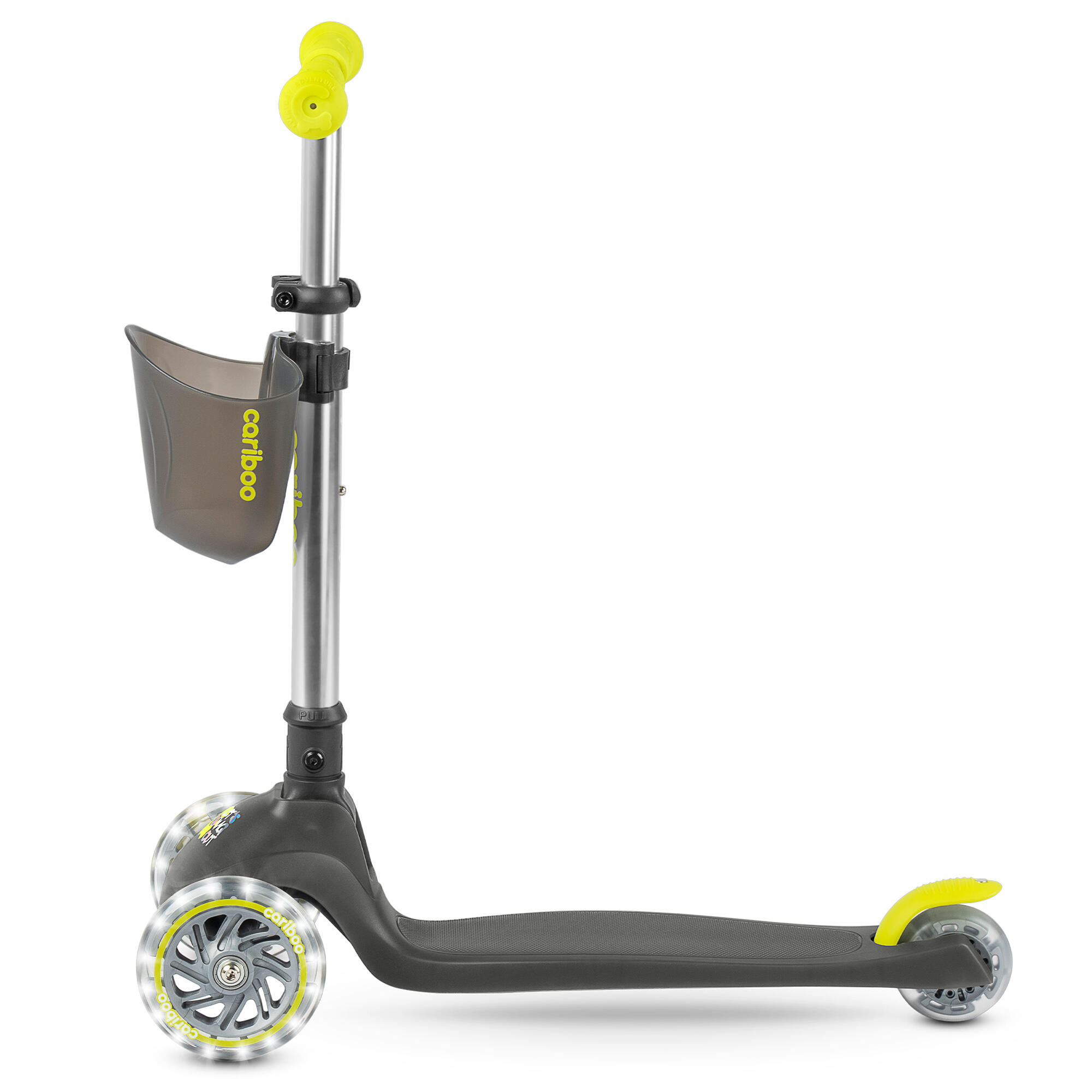 Hulajnoga trójkołowa składana z kołami LED świecąca w ciemności Cariboo Ghost