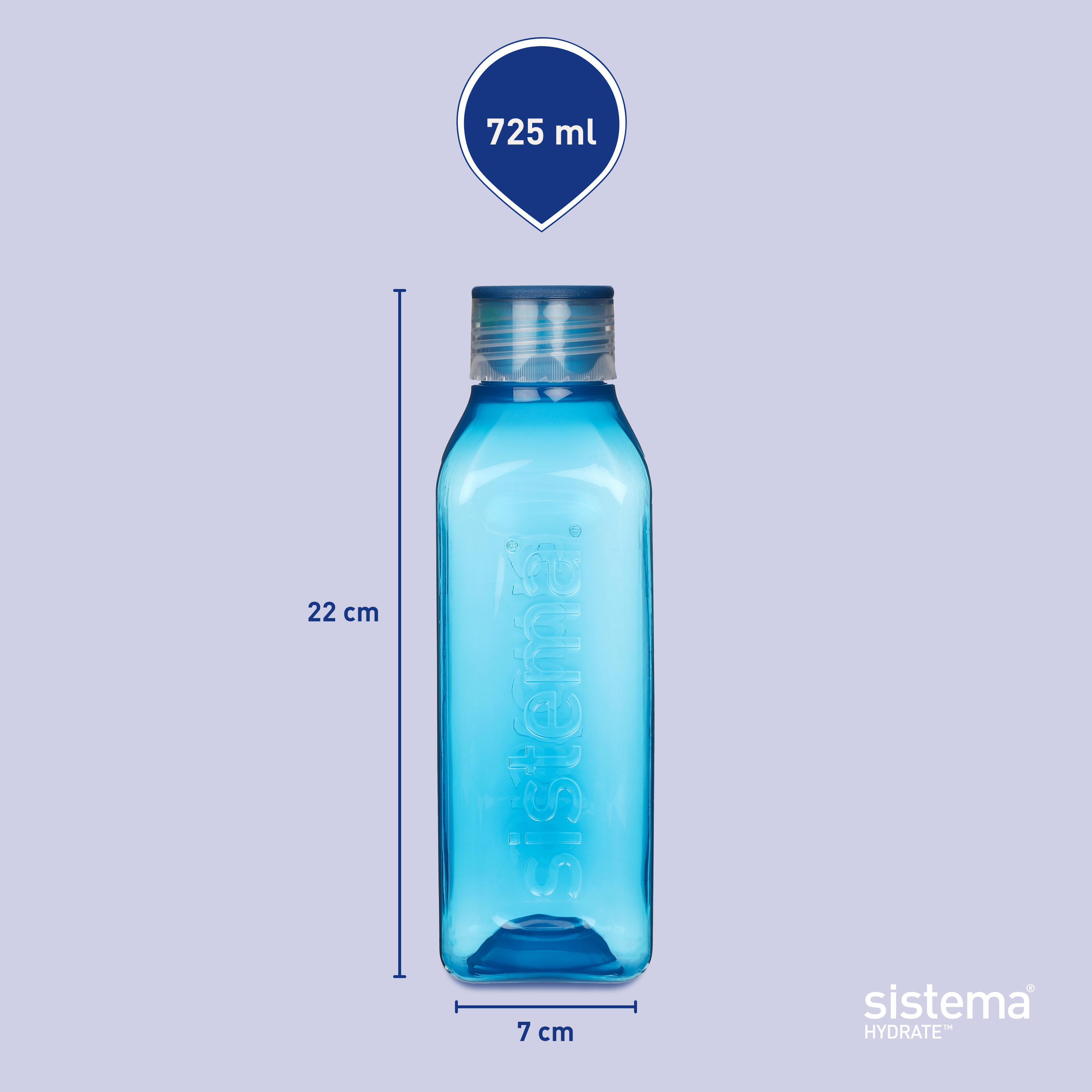 Hydrate Square – kwadratowa butelka z zakrętką 725 ml