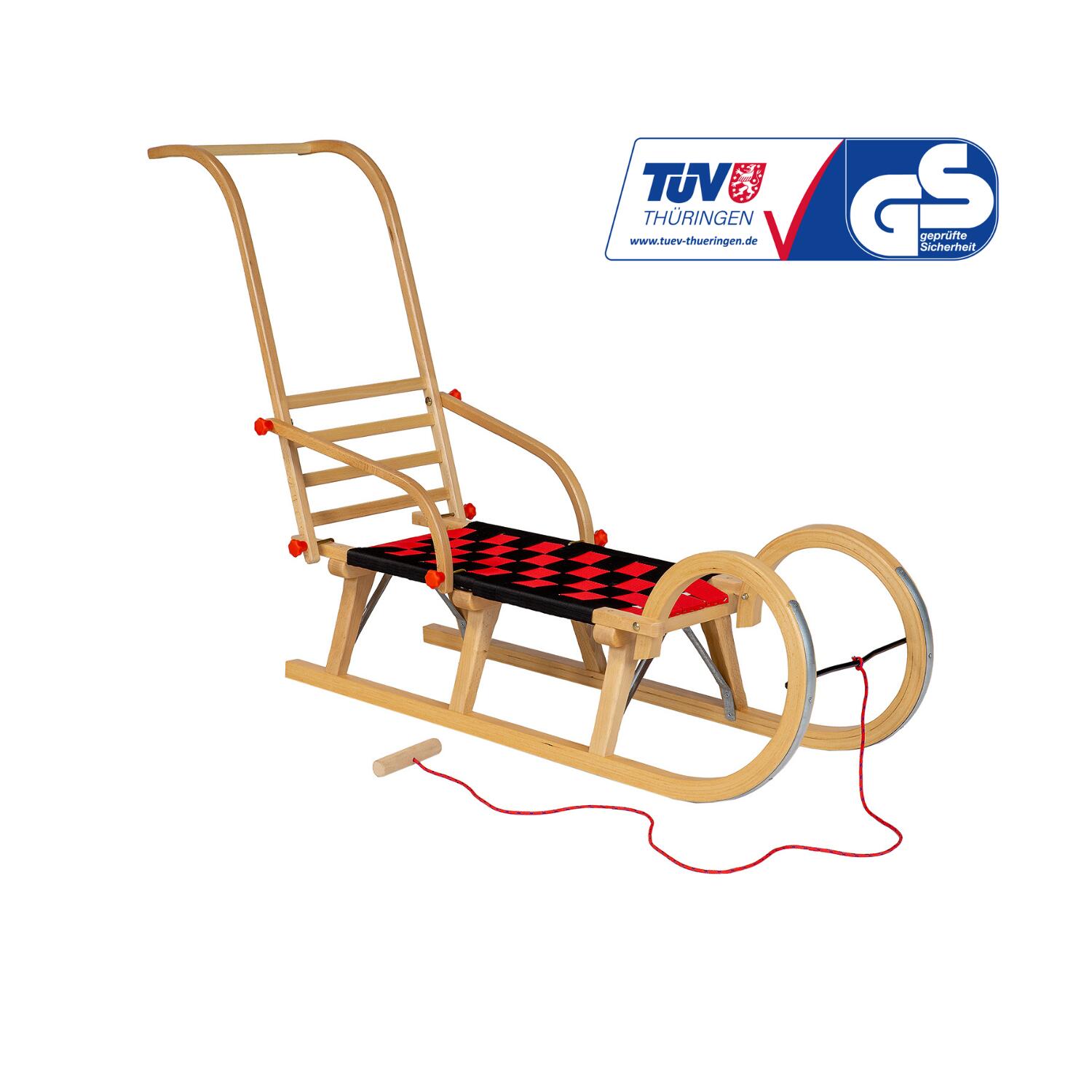 Zestaw sanki drewniane AD322 D110 + AD310 oparcie popychacz + AD300 sznurek