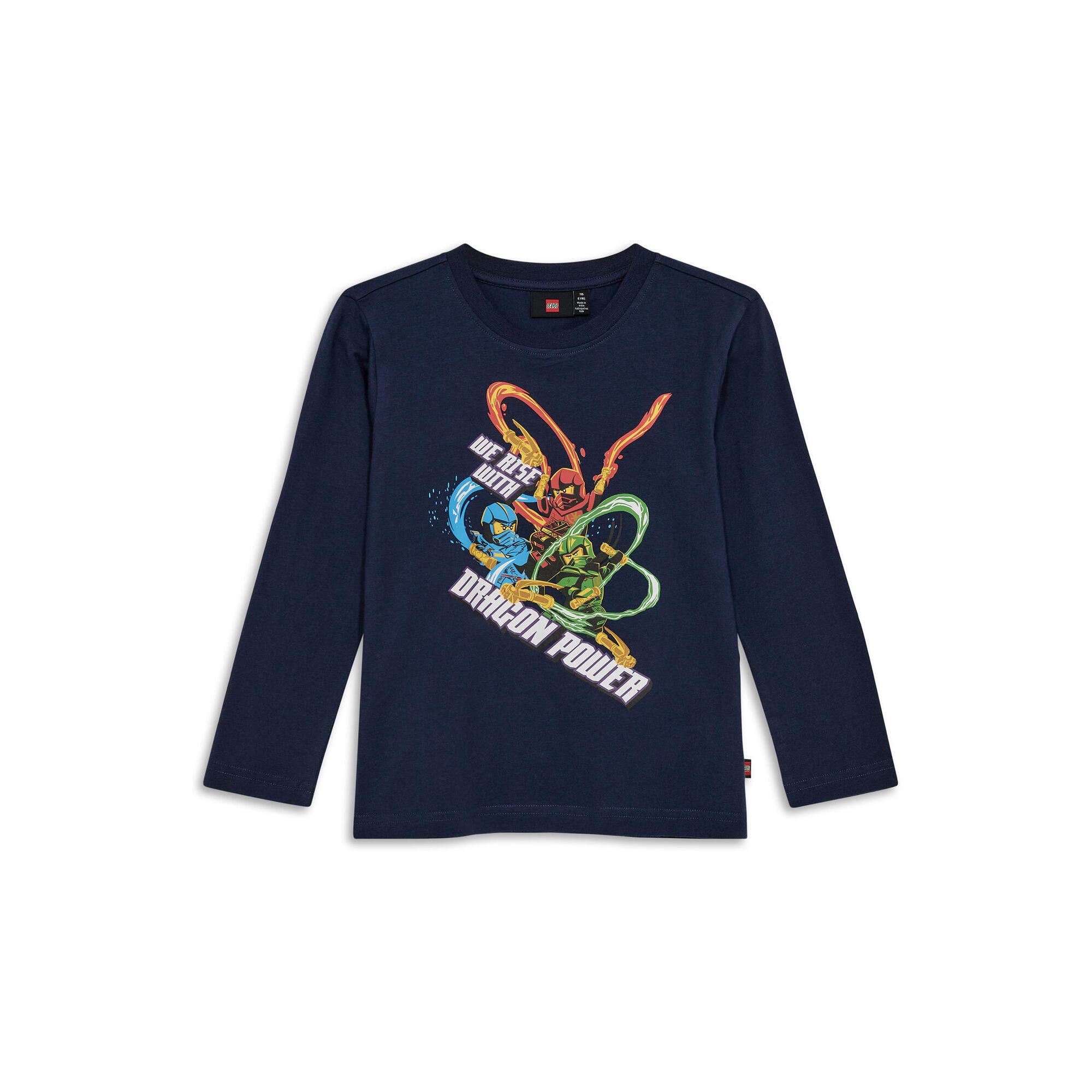 Koszulka dziecięca z długim rękawem LEGO NINJAGO Taffy 206, granatowa.