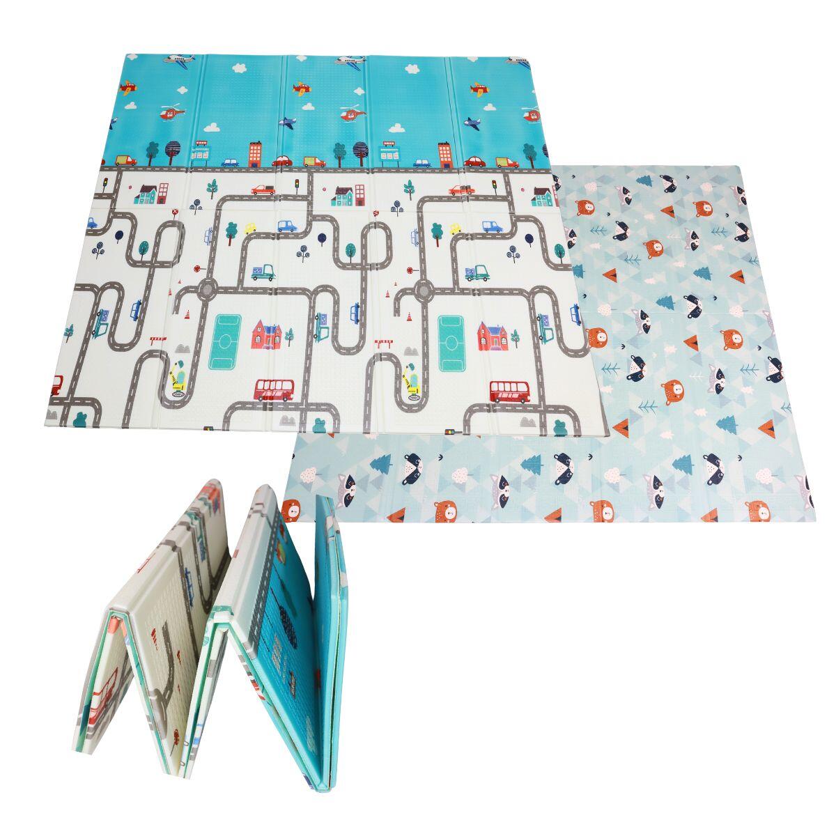 Mata piankowa składana dla dzieci 200x180x1cm - las/droga